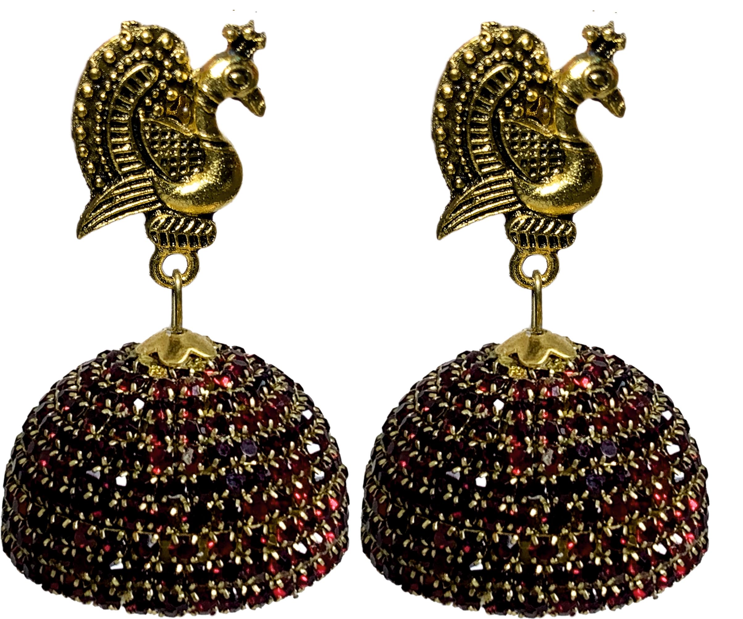Stoneline and Antique Peacock3 Stud Jumki for Girls and Women