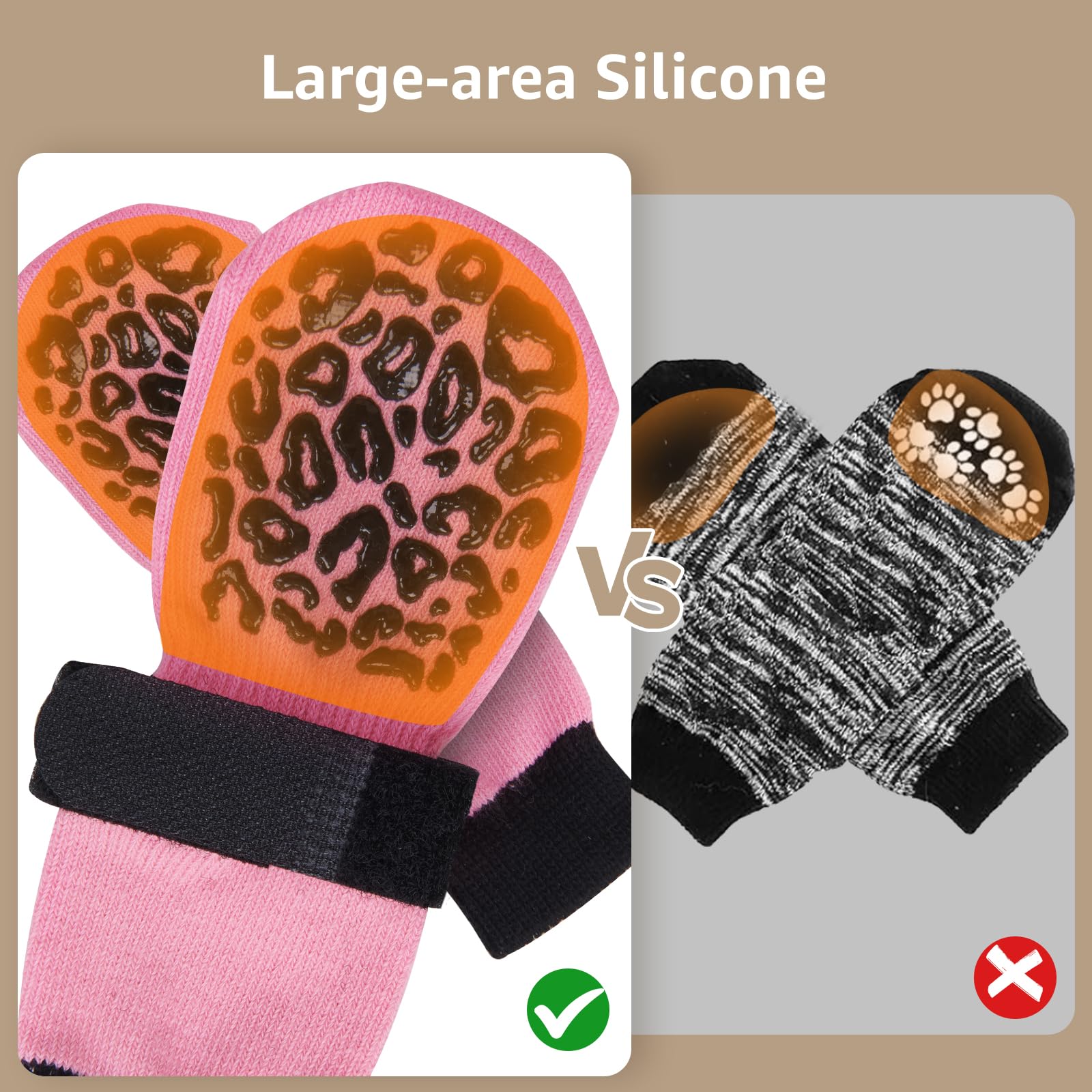 PICK FOR LIFE Dog Socks Paws Stop Licking 2 works Anti-Slip Dog Shoes with Grippers DogBoots Prevent from Licking Paws for Senior Dogs on Hardwood Floor (Pink - Image 3