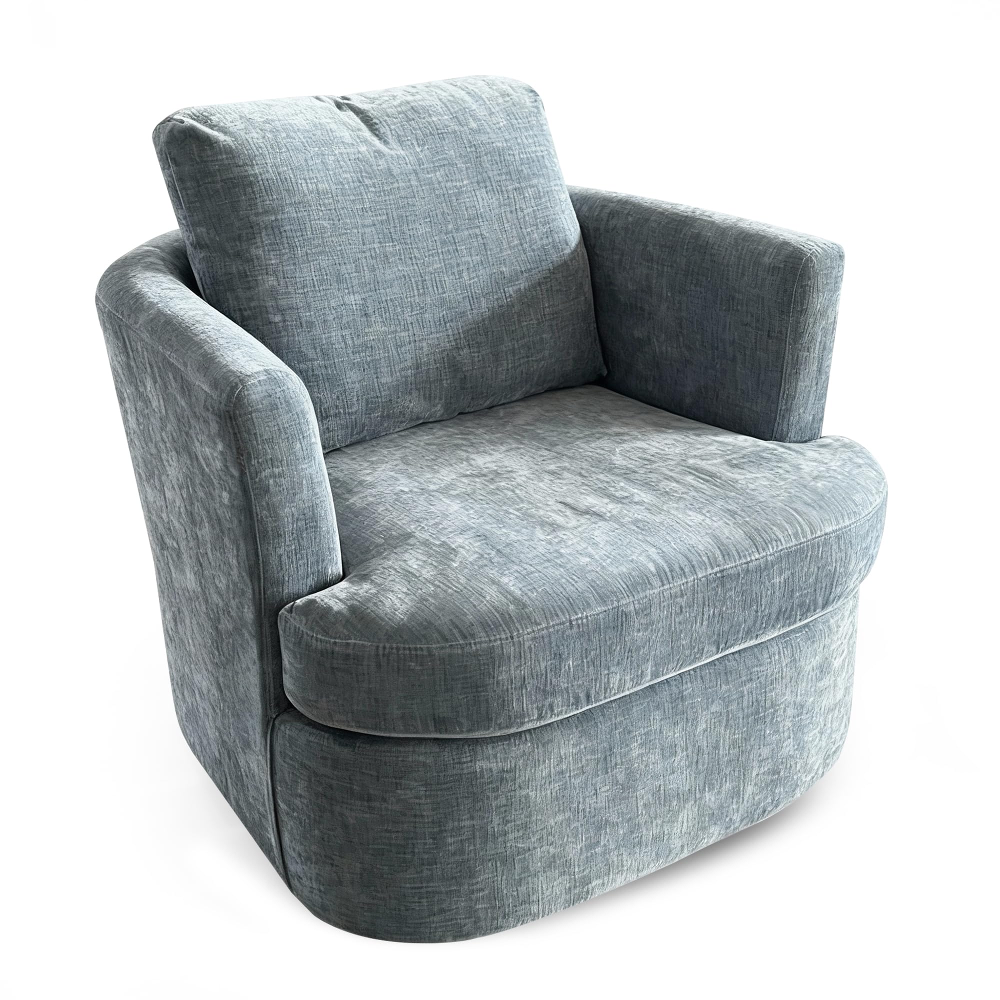BonVache Sedia Girevole in Peluche, Poltrona Relax Girevole 360°, con Schienale a Forma di U e Seduta Imbottita, Adatta per Soggiorno, Camera da Letto e Ufficio, Blu