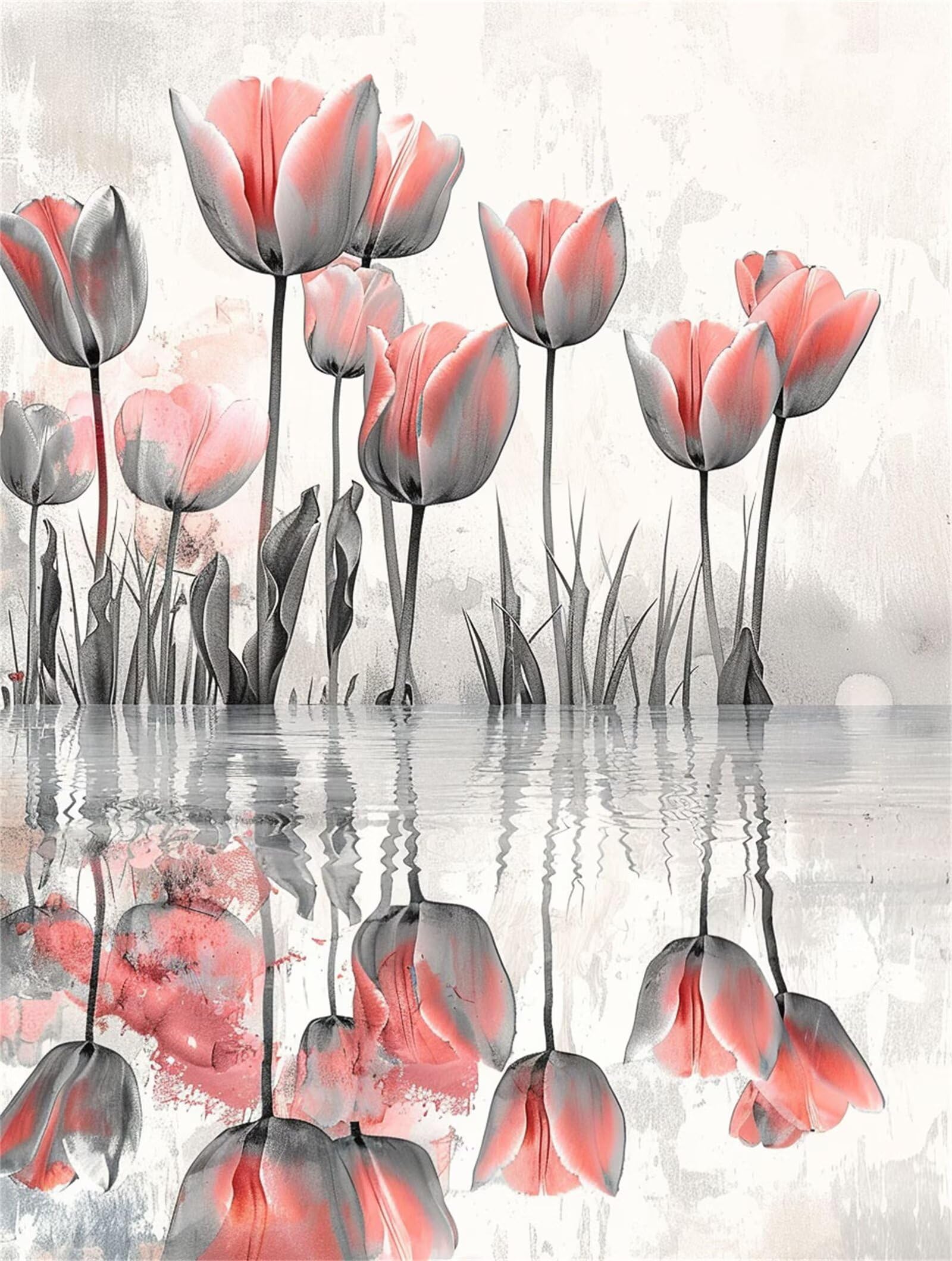 Dipingere con i Numeri Adulti Fiori, tulipani Dipingere con i Numeri Bambini DIY Kit, Set Premium con Pennelli, Decorazione Casa & Creativo Regalo, Attività di Tempo libero 90x120cm z-206