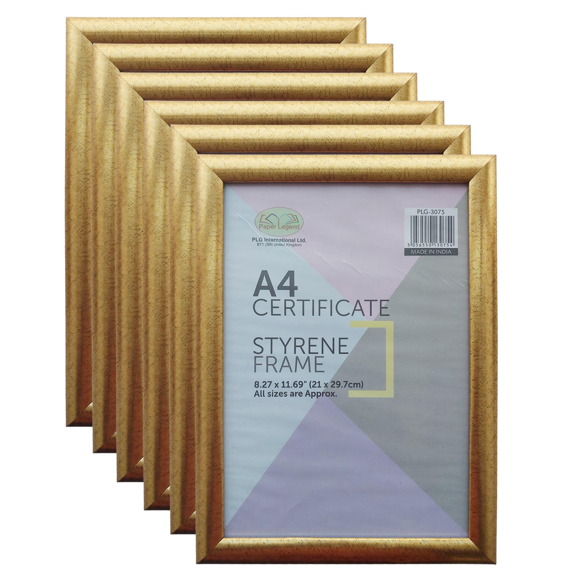 M1ss Gold (Set Of 6 - A4 Photo Frame Styrene Front A4 Size Picture Frames Certificate Wood Effect Posters Portrait Wall Mountable For Photo Wall, Picture Gallery, Photo Collage And More