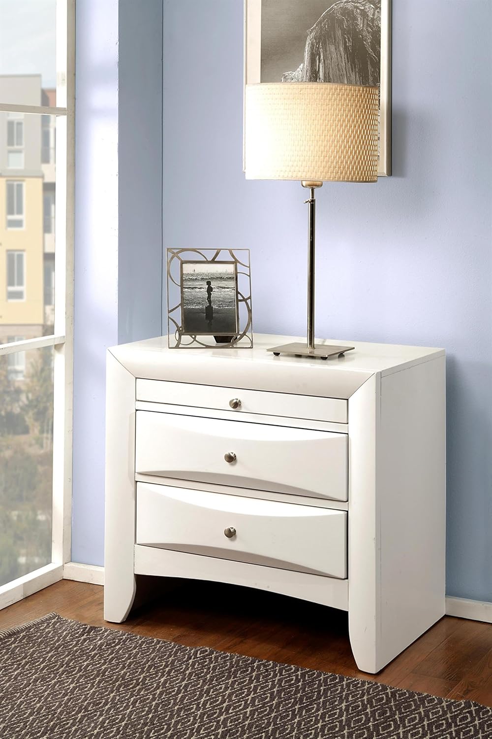 Acme Ireland 2 Drawer Wood Nightstand in White