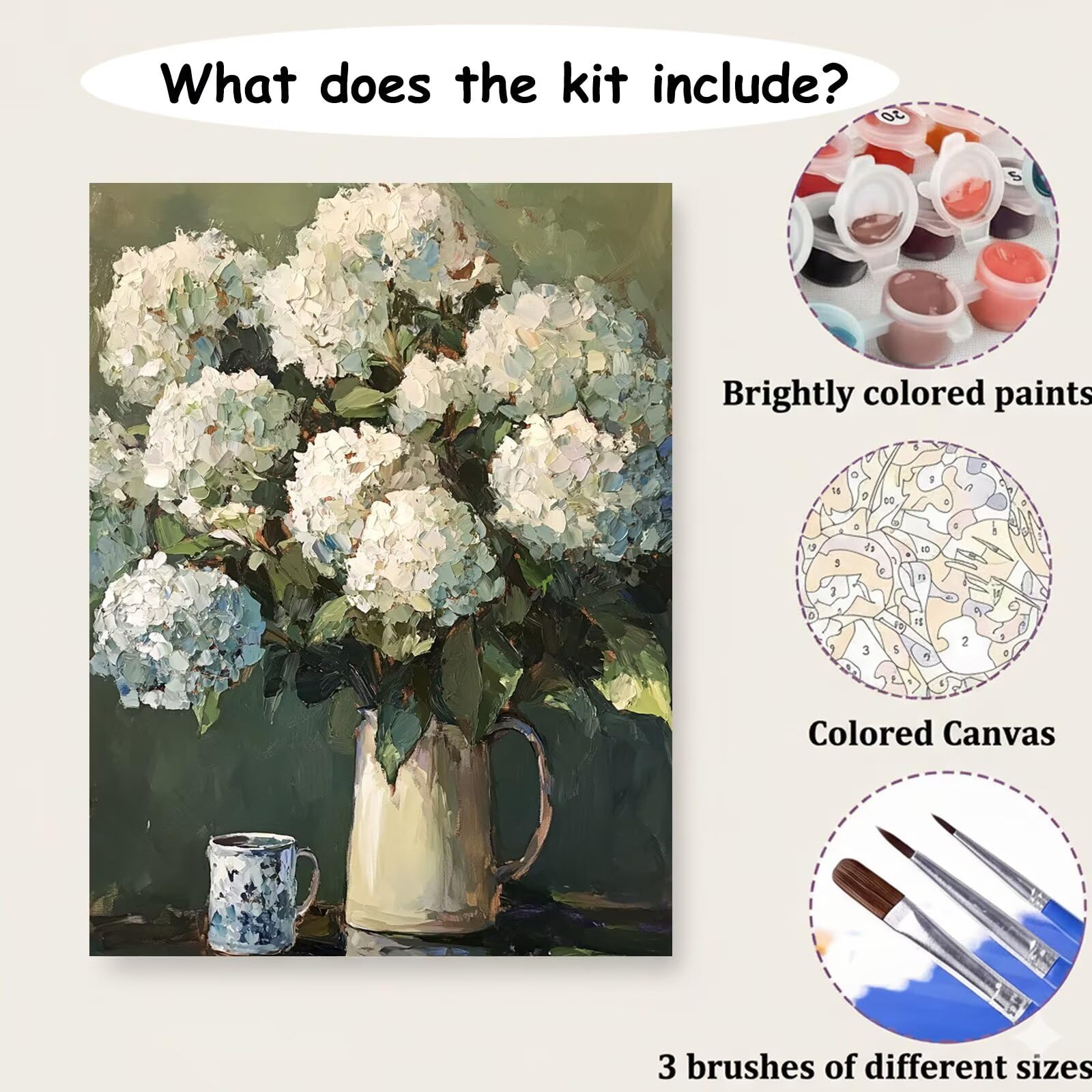 Dipingere con i Numeri Adulti Retrò, Kit di Pittura a Olio su Tela DIY con Pennelli Pittura a Pigmento Acrilico, Paint by Numbers Fiore Disegno, Decora la Casa Regalo 80x120 cm (Senza Cornice)-#419k
