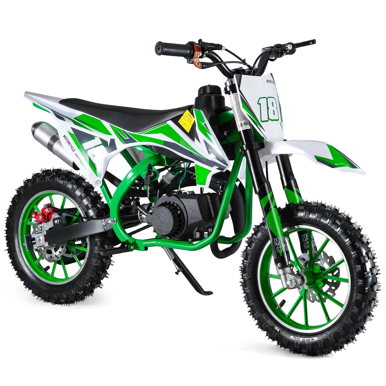 YOXIER 50cc Kids Dirt Bike,2-Stroke Gas Mini Bike, Dirt Bike for Kids 8-14,Gas Power Pocket Rocket Bike,Gas Motorcycle with Front Rear Disc Brakes, Off Road Mini Motorcycle Max Load 330Lbs Green