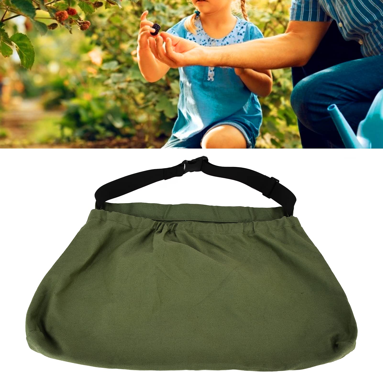 Tiiyee Tablier de Récolte et de Désherbage de Sac de Cueillette de Fruits | Jardiniers Pochette de Rangement de Récolte de Légumes de Grande Capacité pour Aide Agricole(Vert Militaire)