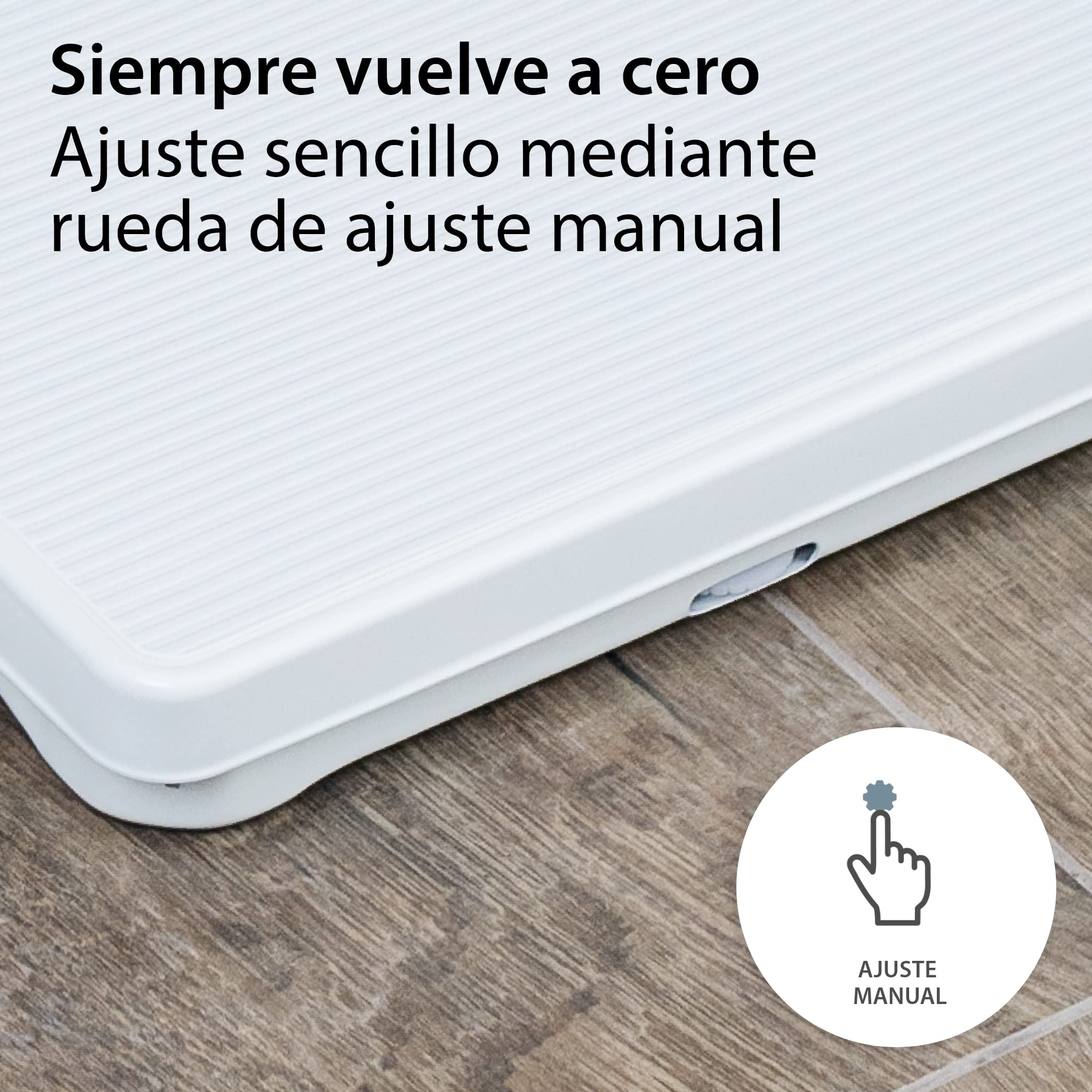 ADE Báscula analógica/mecánica de baño | fabricada en plástico ABS en color blanco brillante | mecanismo de metal sólido, escala de fácil lectura | Blanco