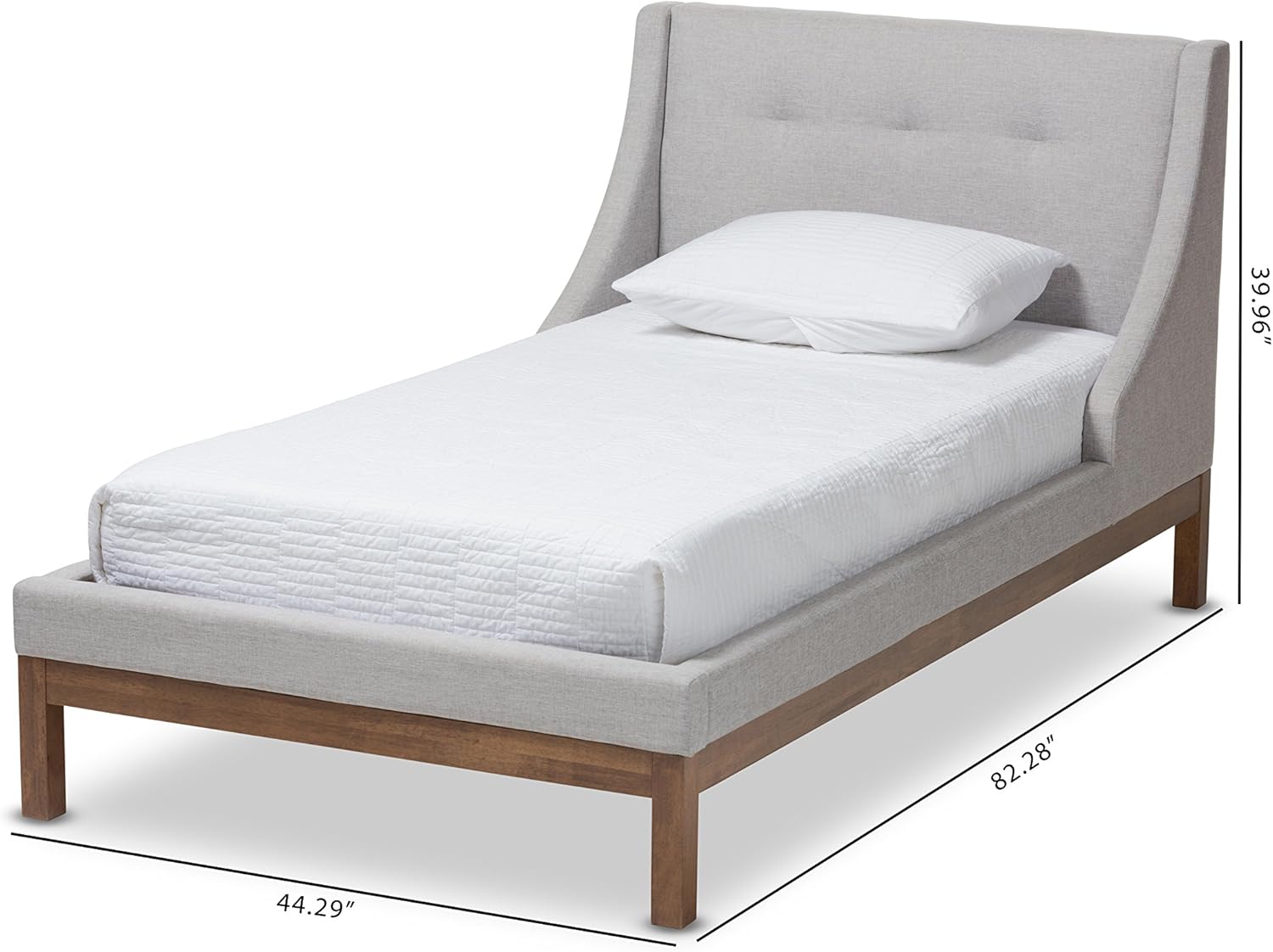Baxton Studio Chartres Storage Platform Bed, Twin, Greyish Beige