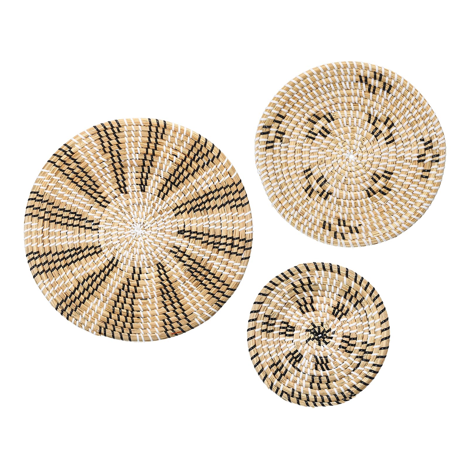 Uxcell Baskets for Wall Decor Bohemian Wall Basket Decoration Set, Straw Hanging Woven Wicker (3pcs), Brown, Small