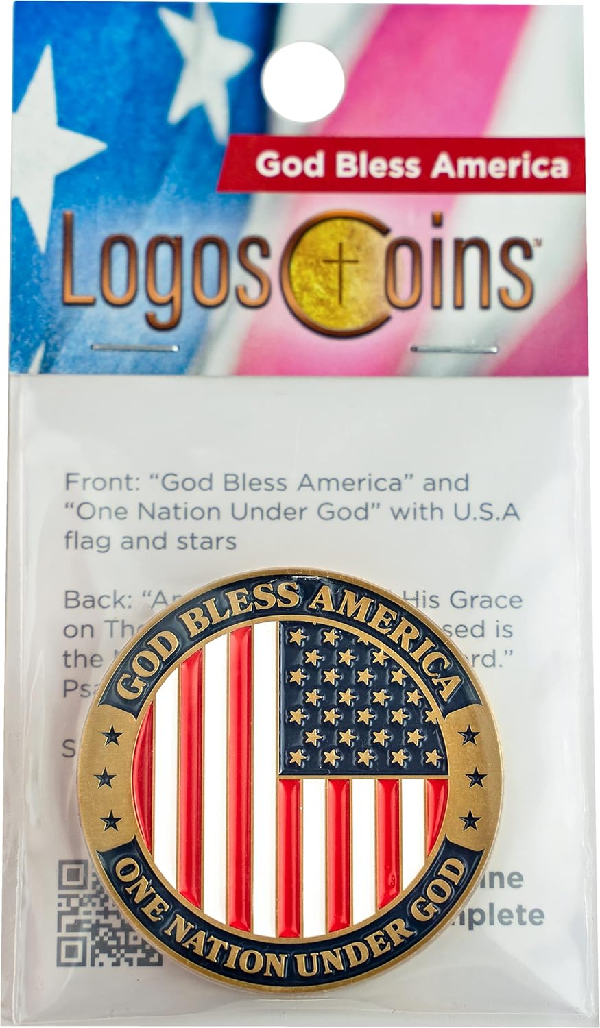 God Bless America, Bulk Pack of 3 Patriotic American Flag Military Soldiers Challenge Coin, One Nation Under God, USA Token of Independence, Christian Religious Antique Gold Plated Prayer Token Gift