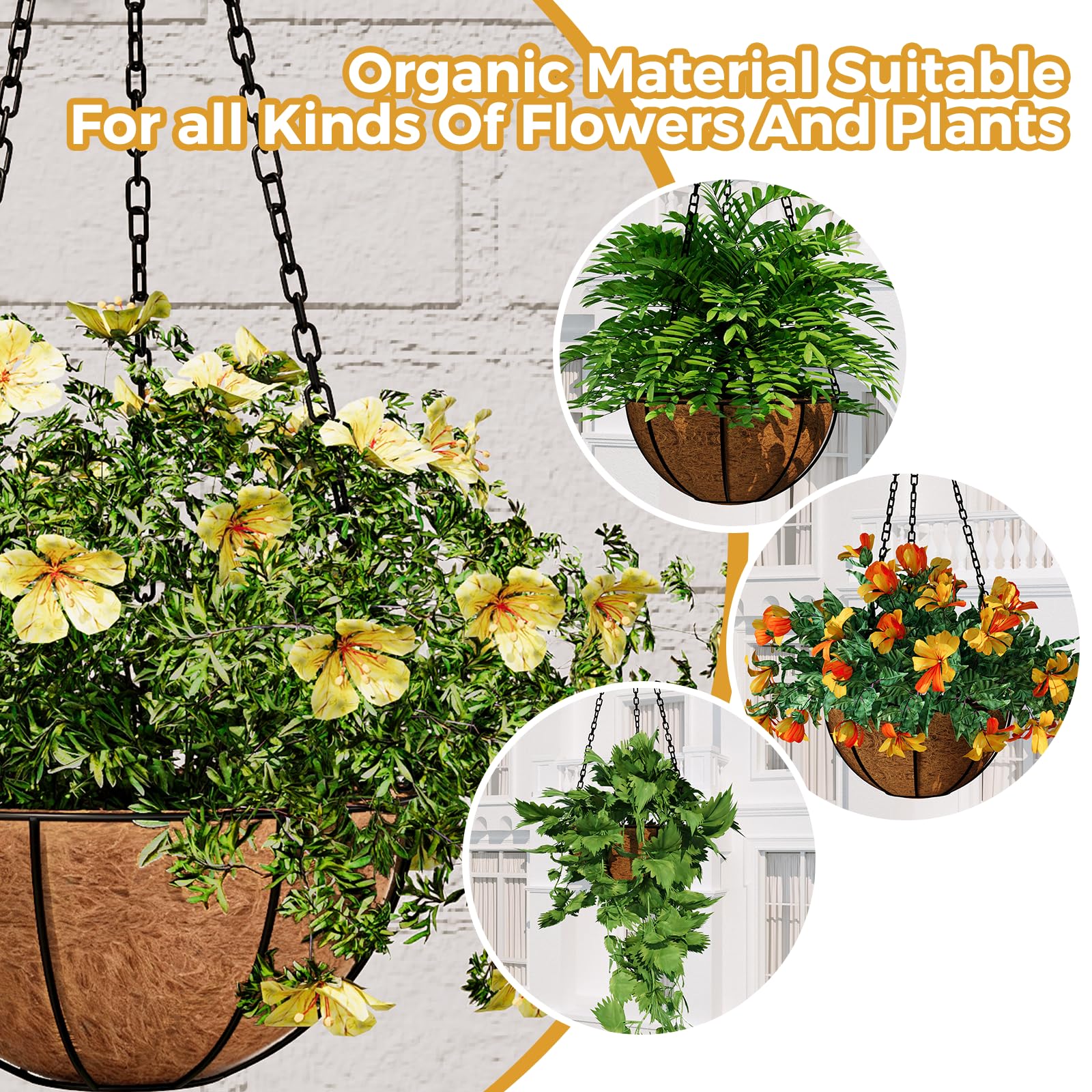 Bamworld 6pcs 30cm Coco Liners, Round Hanging Basket Liners Coconut Fiber Coir,