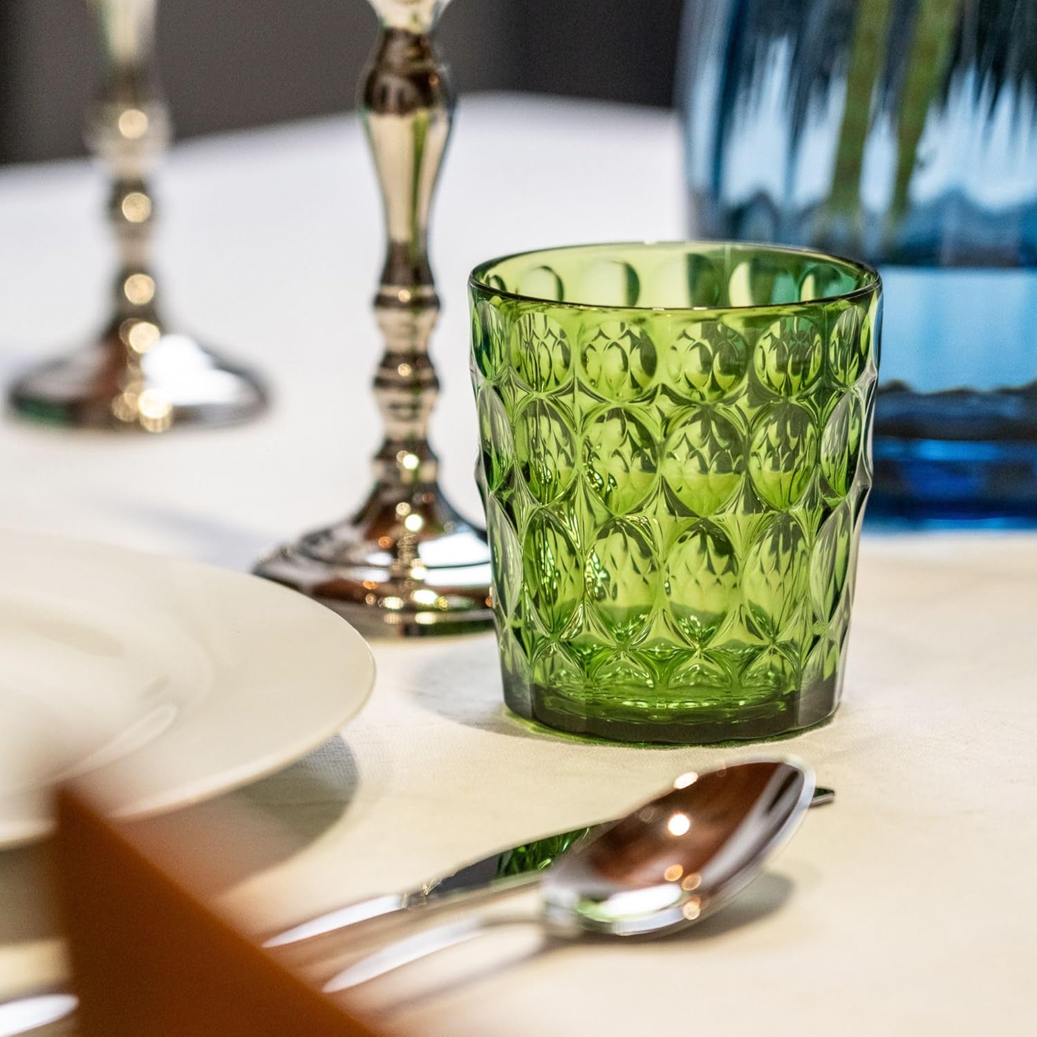 Guzzini - Vanity Container 25 cm, Green Water Lily in Bio-based SAN and Bio-based SMMA 9.8 x 9.8 x 4.3 inches, Acrylic Crystal Green Stackable Serveware