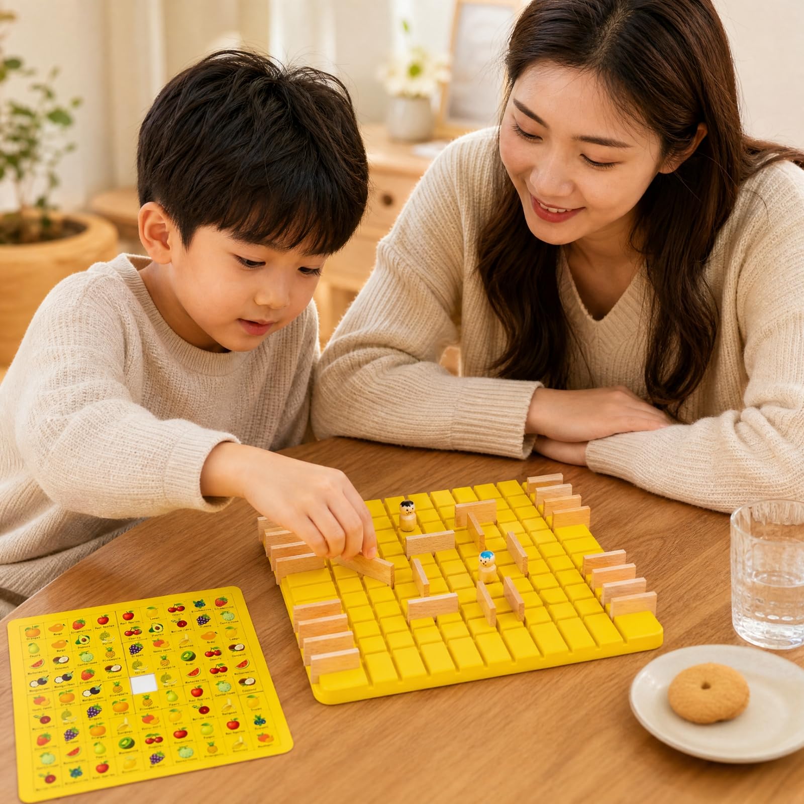 Gioco di Strategia Manuale con Pedine in Legno E Griglia Aperta per Barriere E Percorsi Amici Adatto per Festività E Incontri tra Compagni di Classe, Stile C