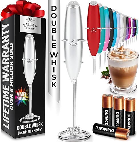 Miniatura 44 de Zulay Kitchen Potente varita espumadora de leche con 2 baterías Duracell – Mezclador de bebidas portátil ultrarrápido – Máquina de espuma eléctrica