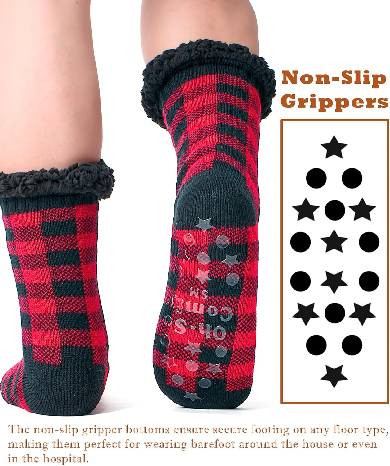 cosyone1997 Men's Warm Slipper Socks with Grips, Winter Thermal Cabin Fuzzy Socks - Image 5