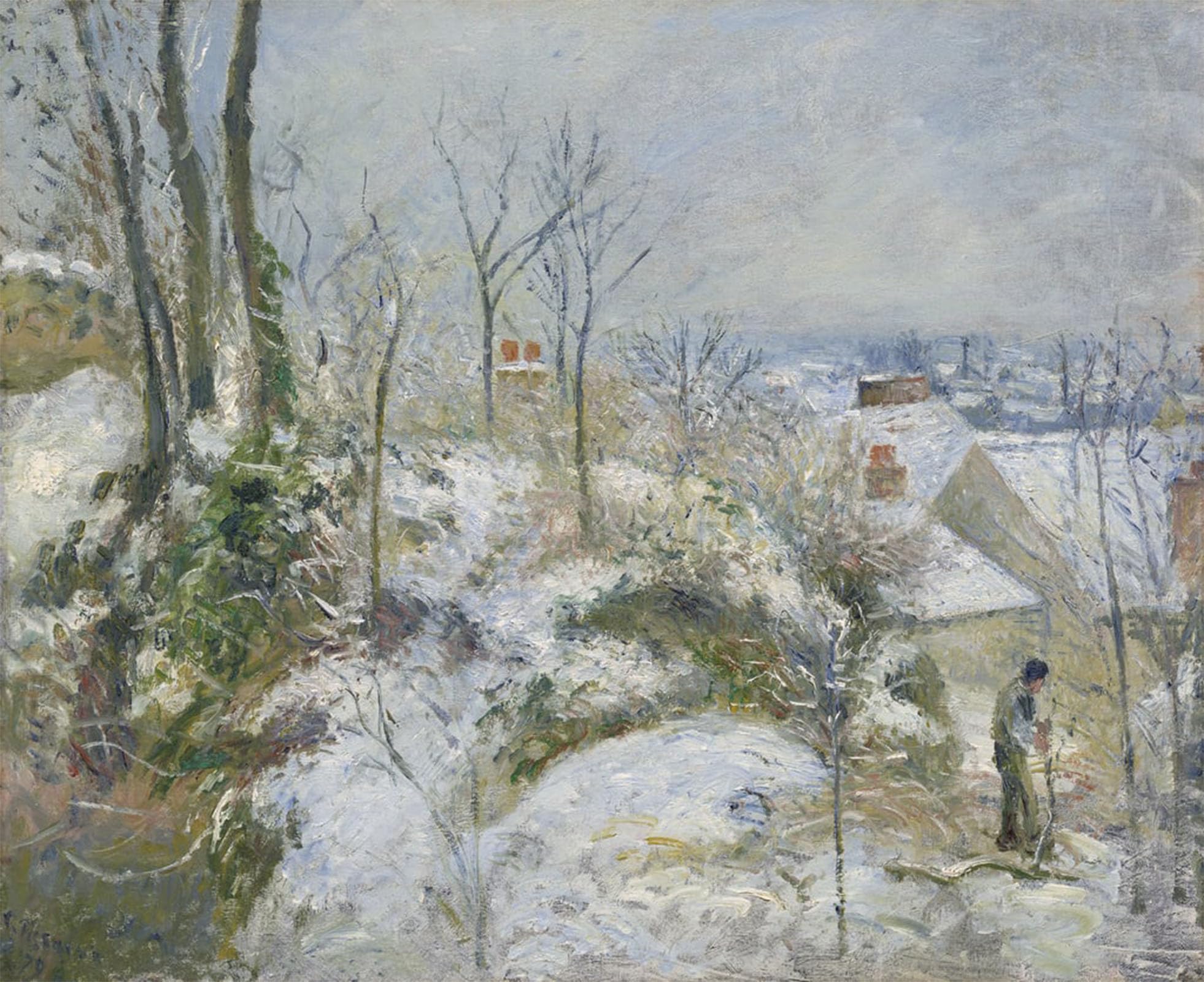 SERENDIPITP Vintage Picture Print on Canvas Wall Art Poster Rabbit Warren At Pontoise Snow by Camille Jacob Pissarro Artwork Print Poster for Wall Decor 60x90cm