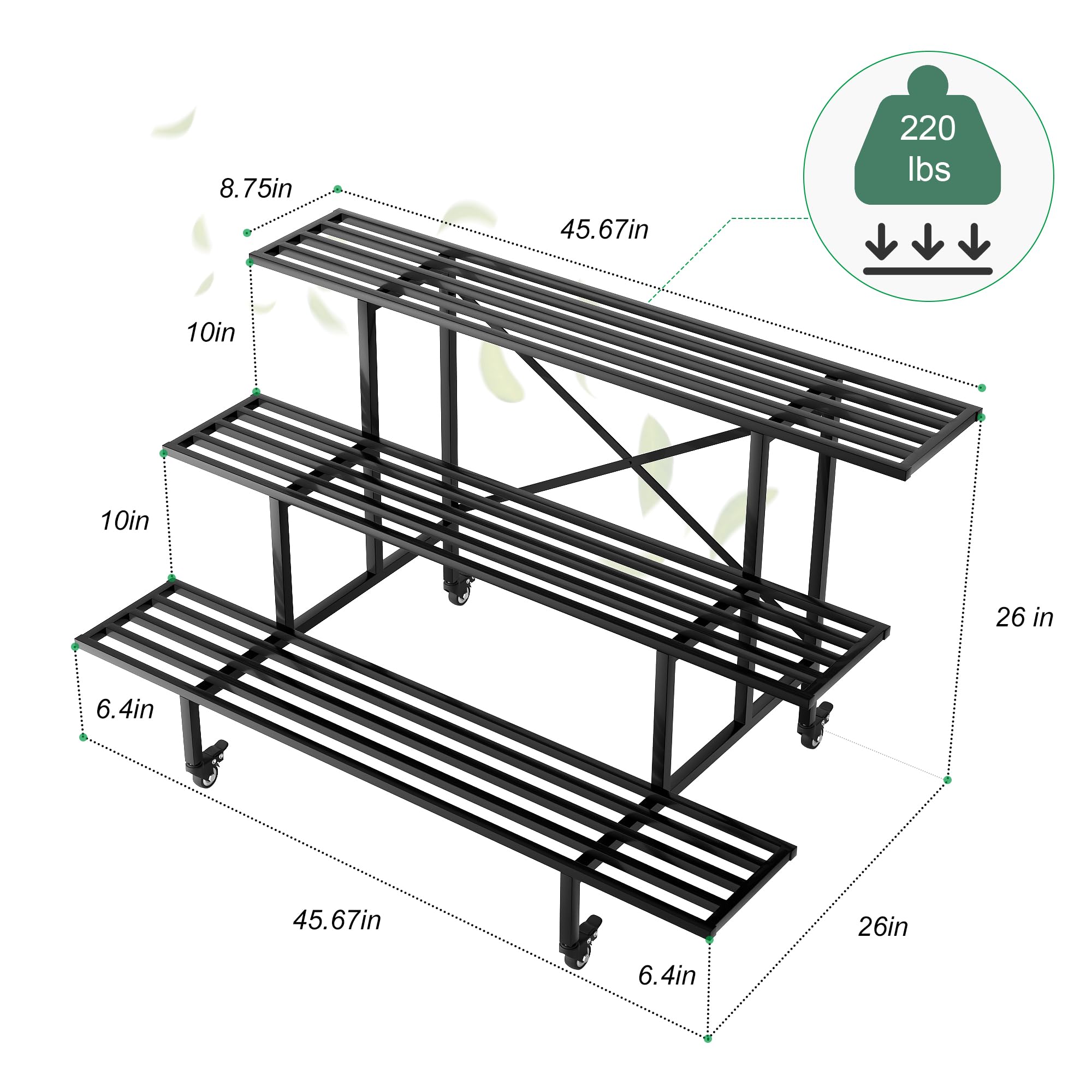 Amazon.com: Zhongma 3 Tier Sturdy Metal Plant Stand with Wheels