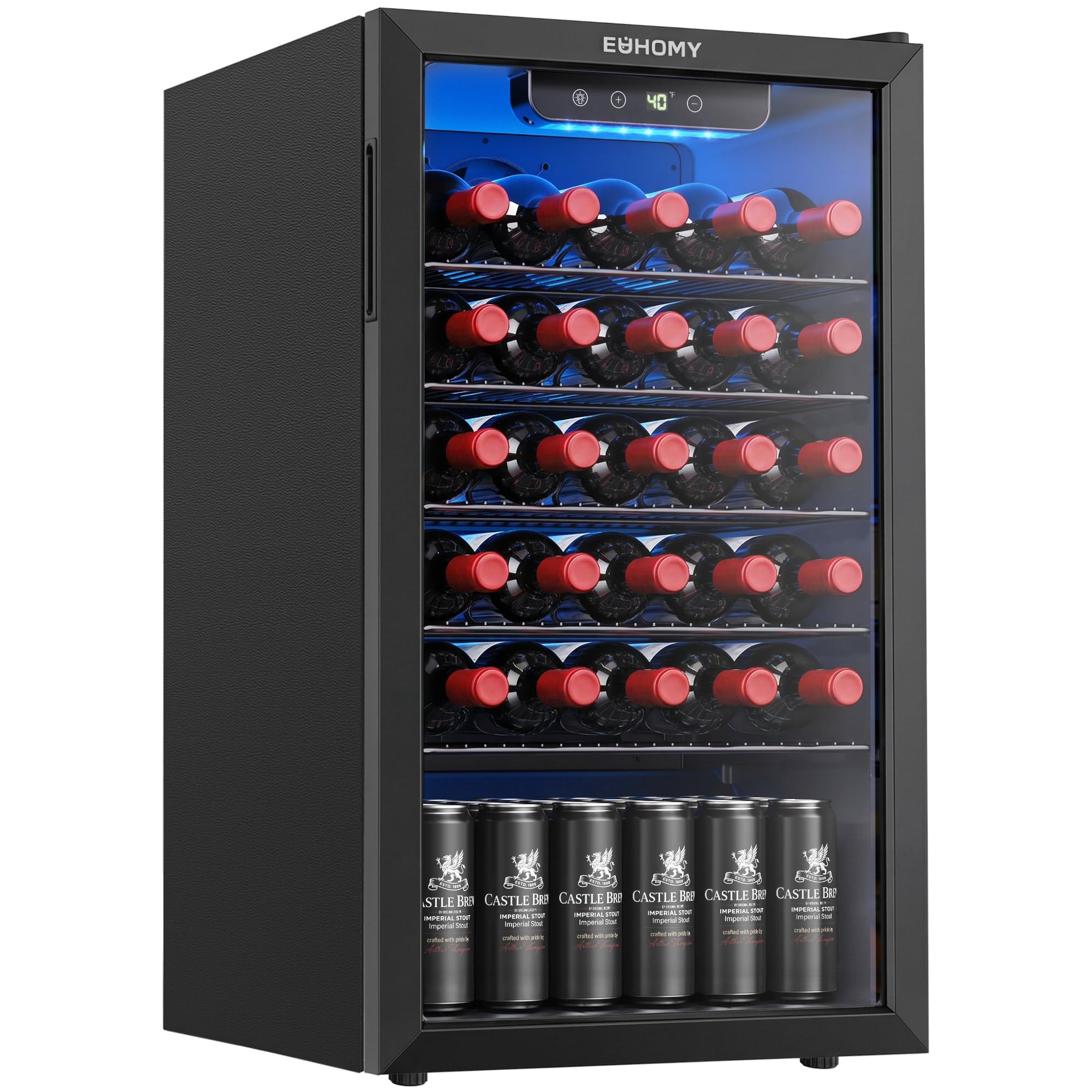Euhomy BR013-110 3.2 cu ft Wine Cooler Black