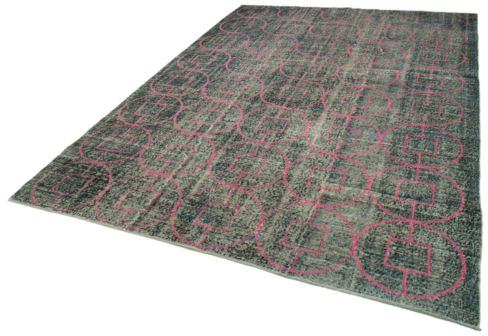 73 x 106 - 220 x 320 Cm Geometric Carpet Green Geometric Bohemian Wool Cotton Handmade Handknotted Vintage