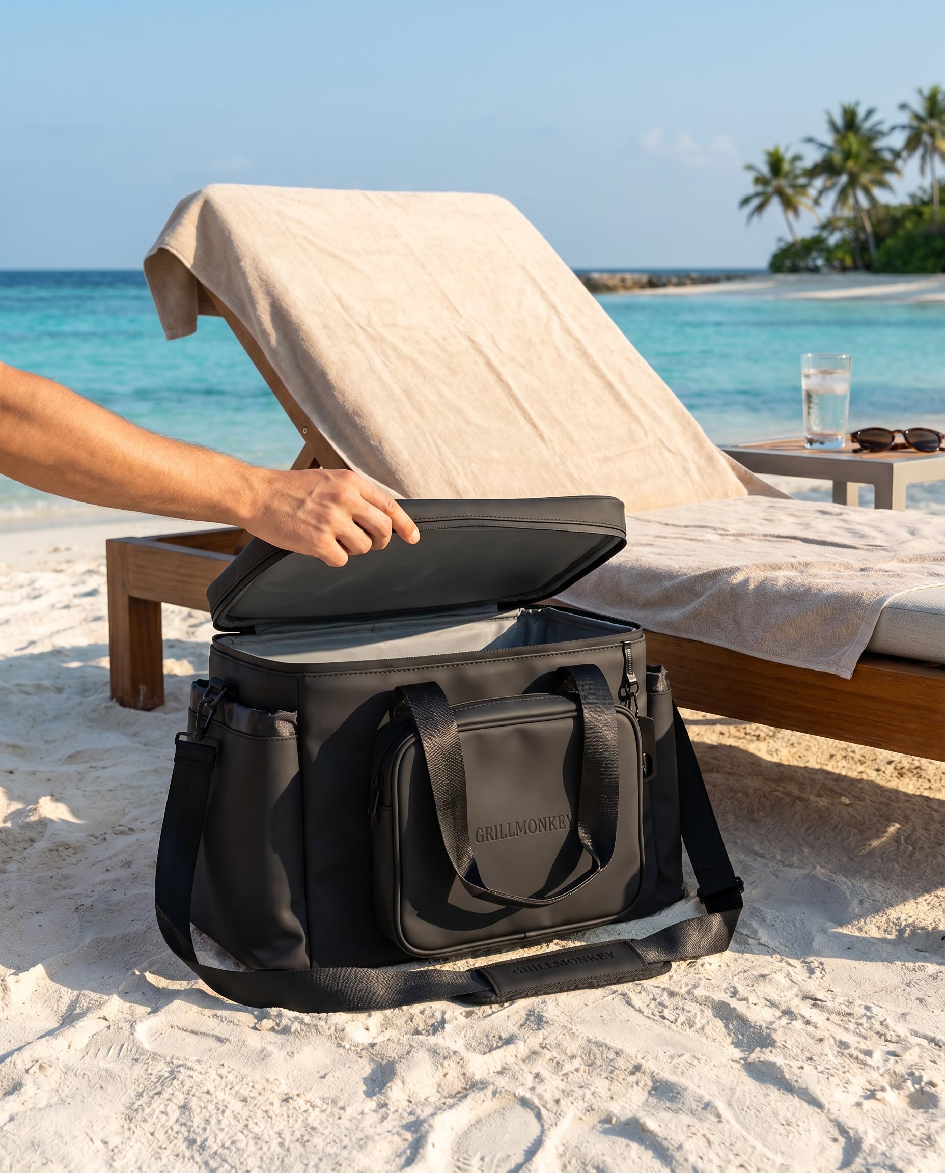 Bolsa isotérmica de 40 l con bolsillo frontal extraíble, bolsa térmica a prueba de fugas con abrebotellas, bolsa térmica aislada para camping, playa, picnic y festival
