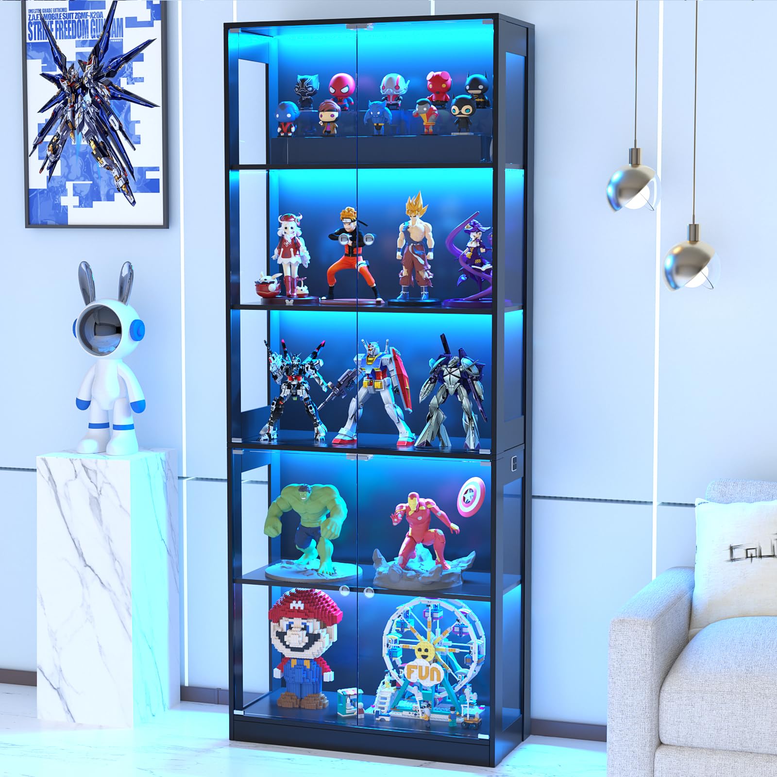 vowner vitrine 5 étages verre led 3