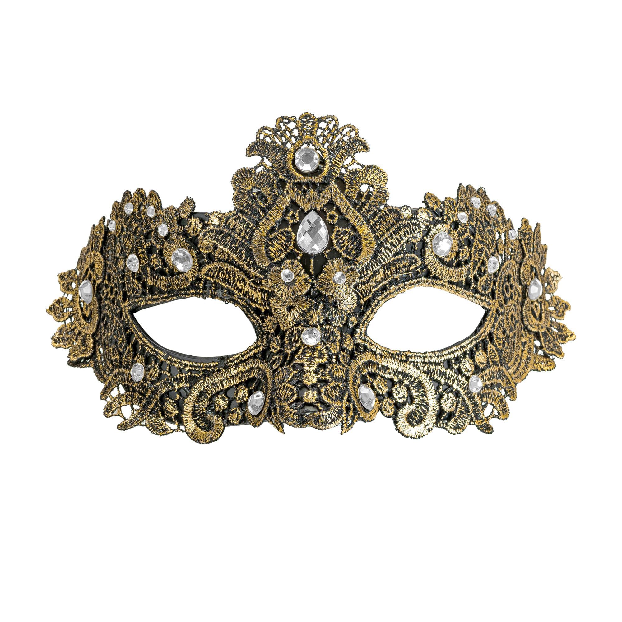 W WIDMANN MILANO Party Fashion - Máscara veneciana para mujer, máscara para los ojos con piedras brillantes, carnaval y baile de máscaras