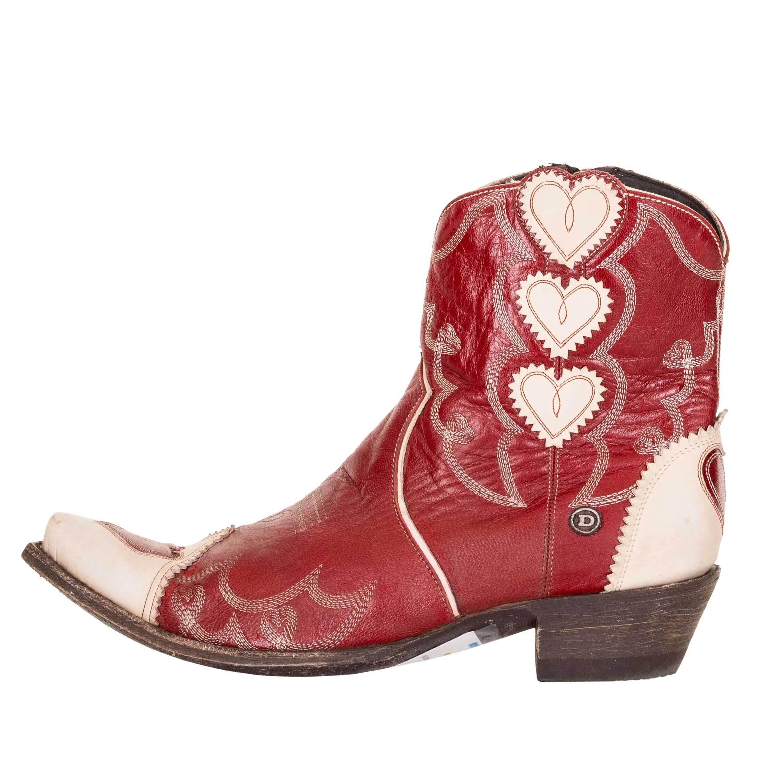 Old Gringo Double D Rodeo Sweetheart Red White Leather Western Boots 7 5 Inch Shaft 2 5 Inch