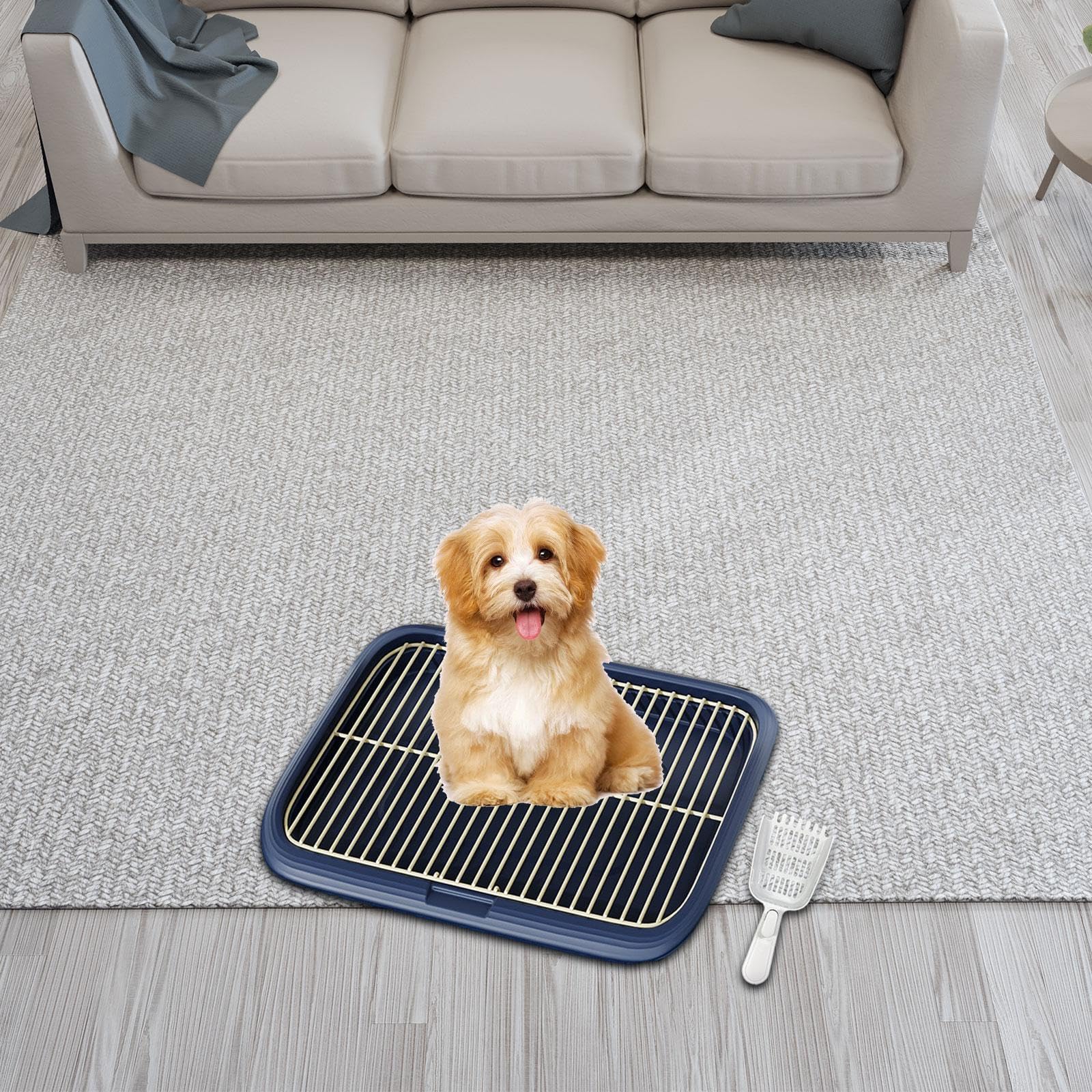 El Entrenamiento para IR al baño de tu Cachorro es fácil con una Bandeja Antideslizante Especialmente diseñada para Perros pequeños en casa, Azul Oscuro, SG