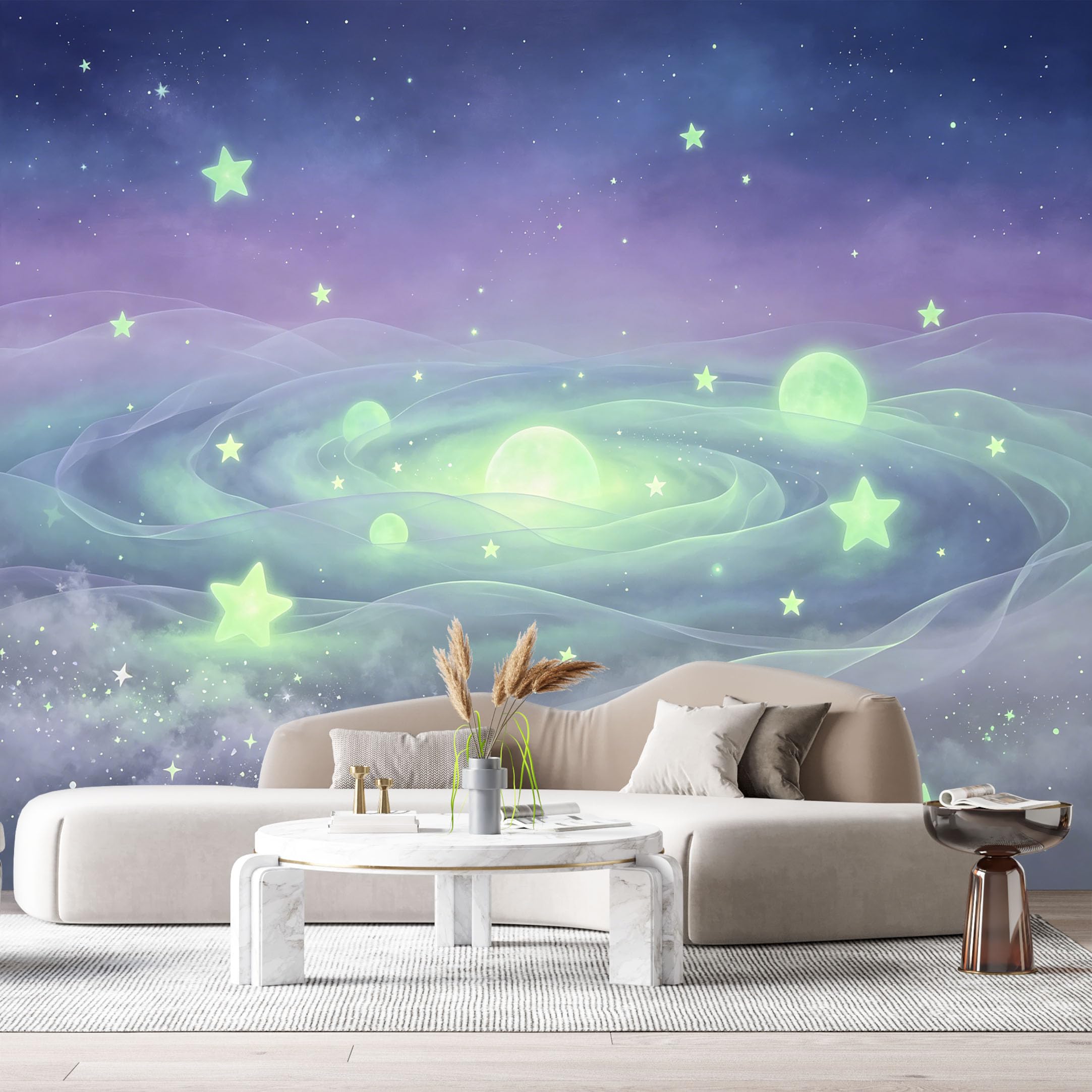 Custom Size Wall Murals Abstract Celestial Galaxy Glowing Stars Nebula Modern Space Decor SelfAdhesiveWall Fabric Removable Wallpaper Wall Decor for Living Room Bedroom Bathroom