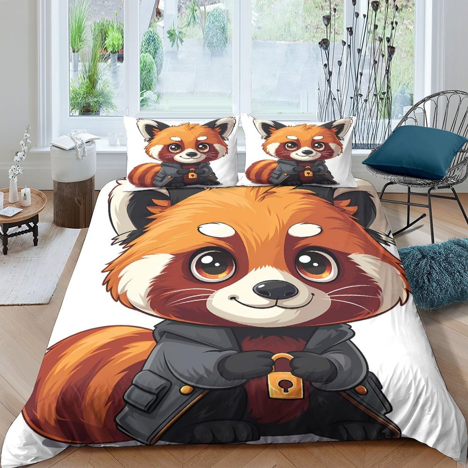 Ctjqhvkz Style-9 3D Printed Cute Red Panda Fitted Sheet Microfiber Soft Animal Cartoon Bed Cover For Bedroom Guestroom Mattress Decor Single（135X200cm）