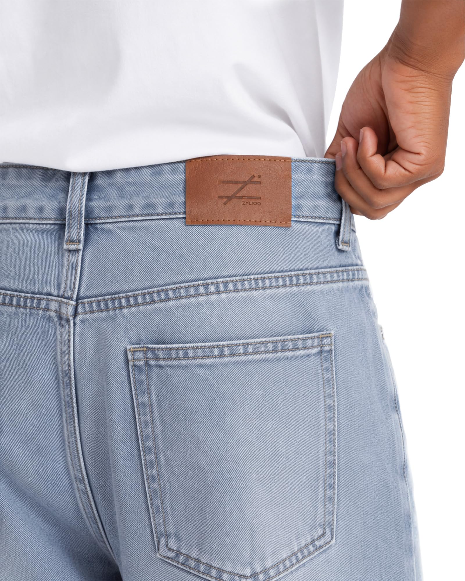 Zylioo Baggy Jeans Pantalon en jean extra long pour homme