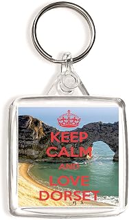 Keep Calm and Love Dorset - Square Keyring