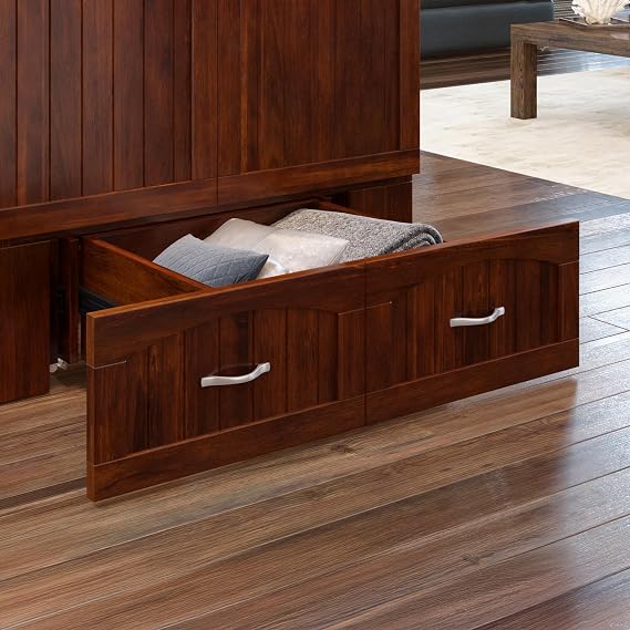 AFI, Southampton Murphy Bed Chest Twin XL with 6 Mattress, Storage Drawer & Built-in USB Charger, Walnut