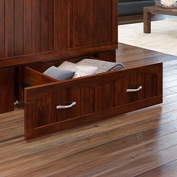 AFI, Southampton Murphy Bed Chest Twin XL with 6 Mattress, Storage Drawer & Built-in USB Charger, Walnut