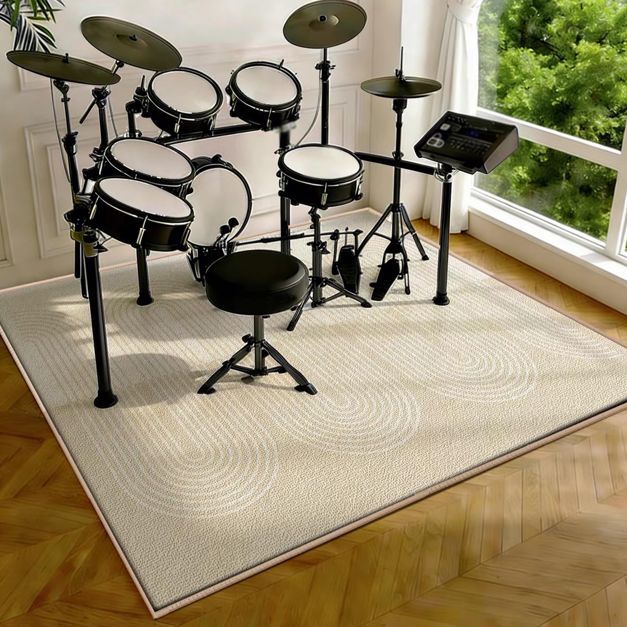Drumming Drum Rugs, Drum Mat Drum Rug Non Slip Soundproof Mats, 140 x 120 cm Drum Carpet for Drummers Outdoor, Electronic Drum Set Practice Music Rug, Floor Protection Pad for Splash Cymbal Stands