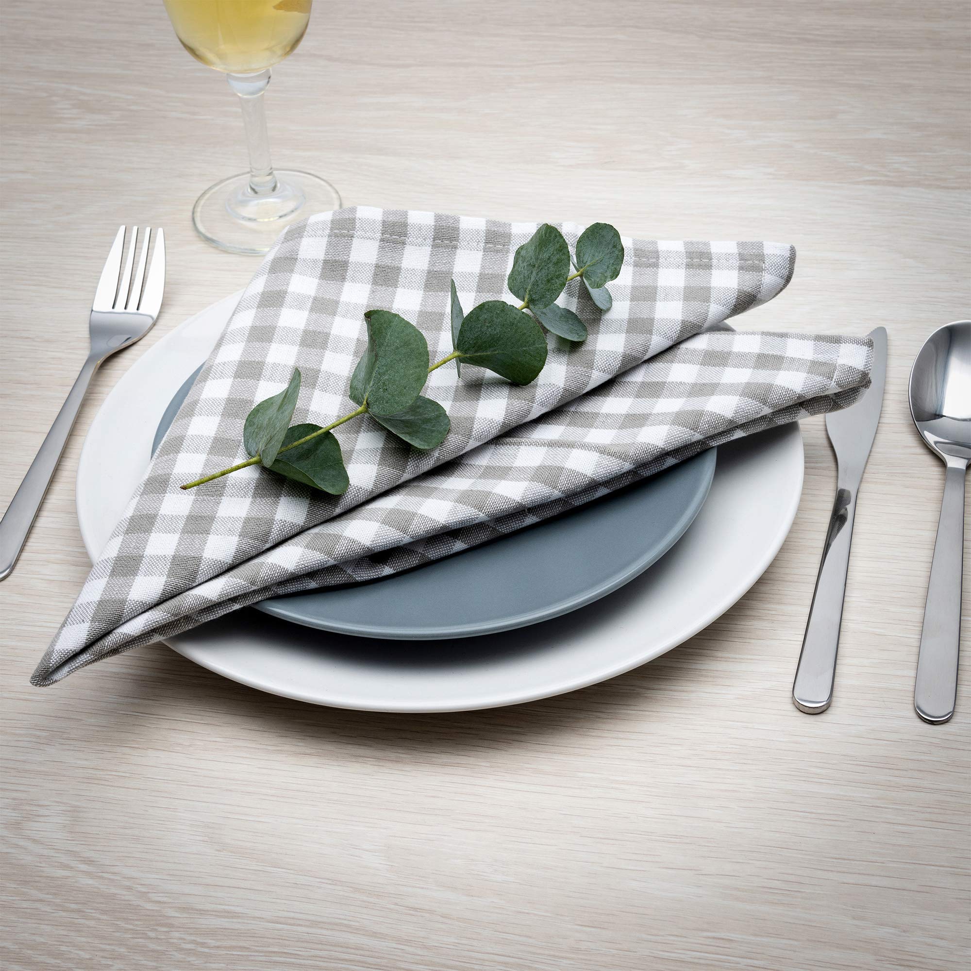 Filu - Tovaglioli, 100% cotone, grigio/bianco (a quadretti)., 100 % Baumwolle / 8er Pack