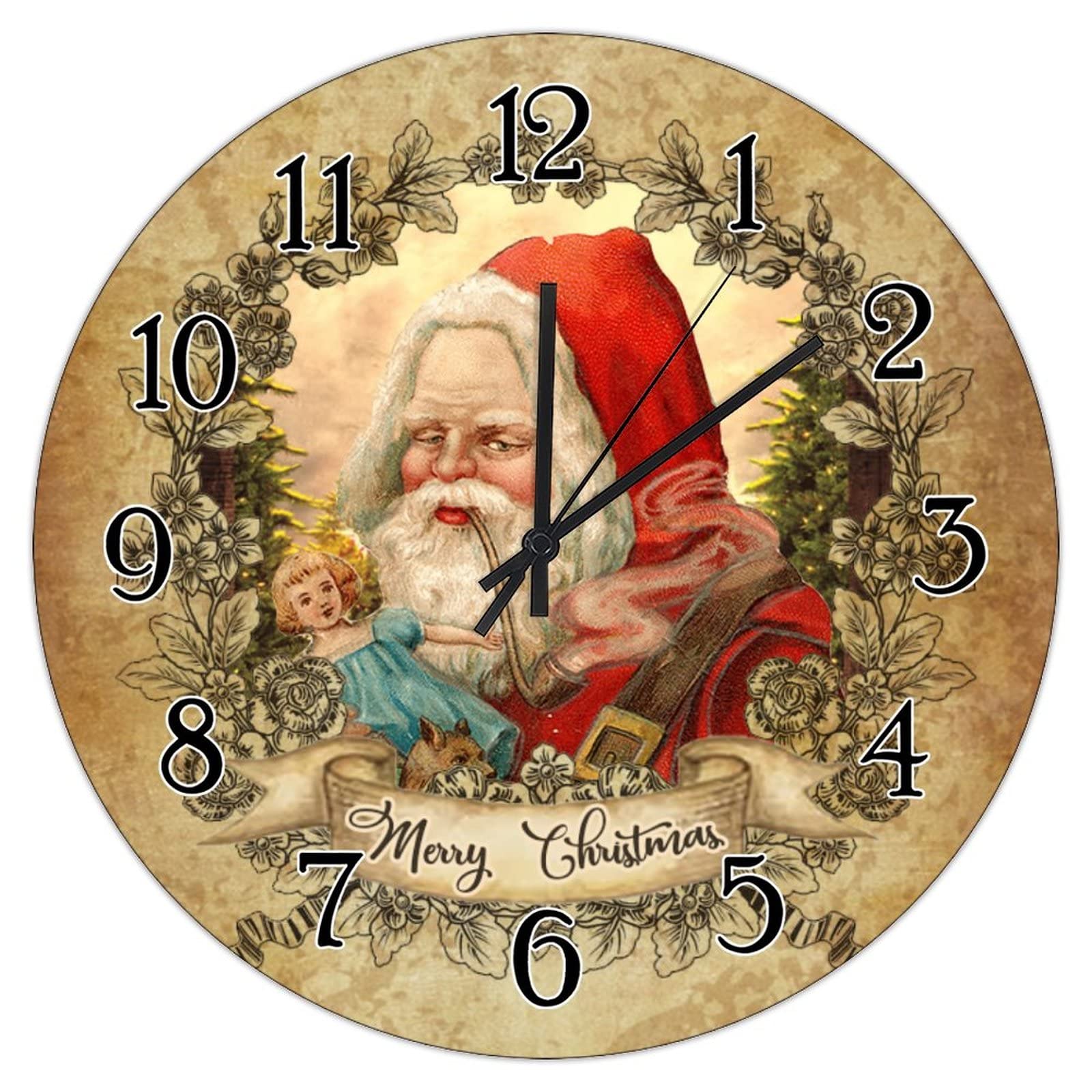 ヴィンテージ　サンタクロース 壁掛け時計 It's Christmas Time Amazon.com: French Style Old Time Santa Art Clock New Year