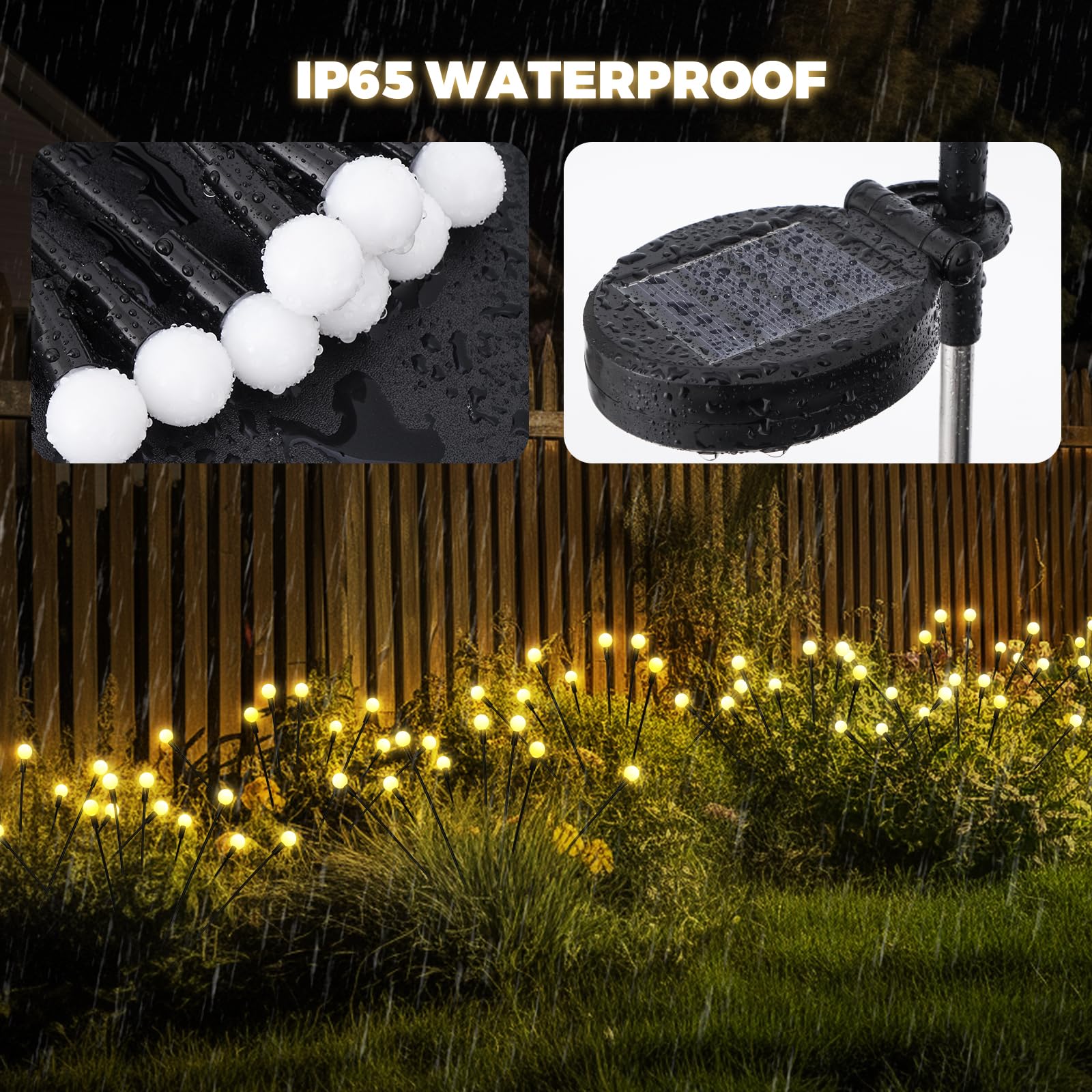 Luces solares de jardín – Luces solares LED oscilantes para decoración al aire libre, luces impermeables para patio y patio con alambre de hierro flexible y base de bombilla pesada para