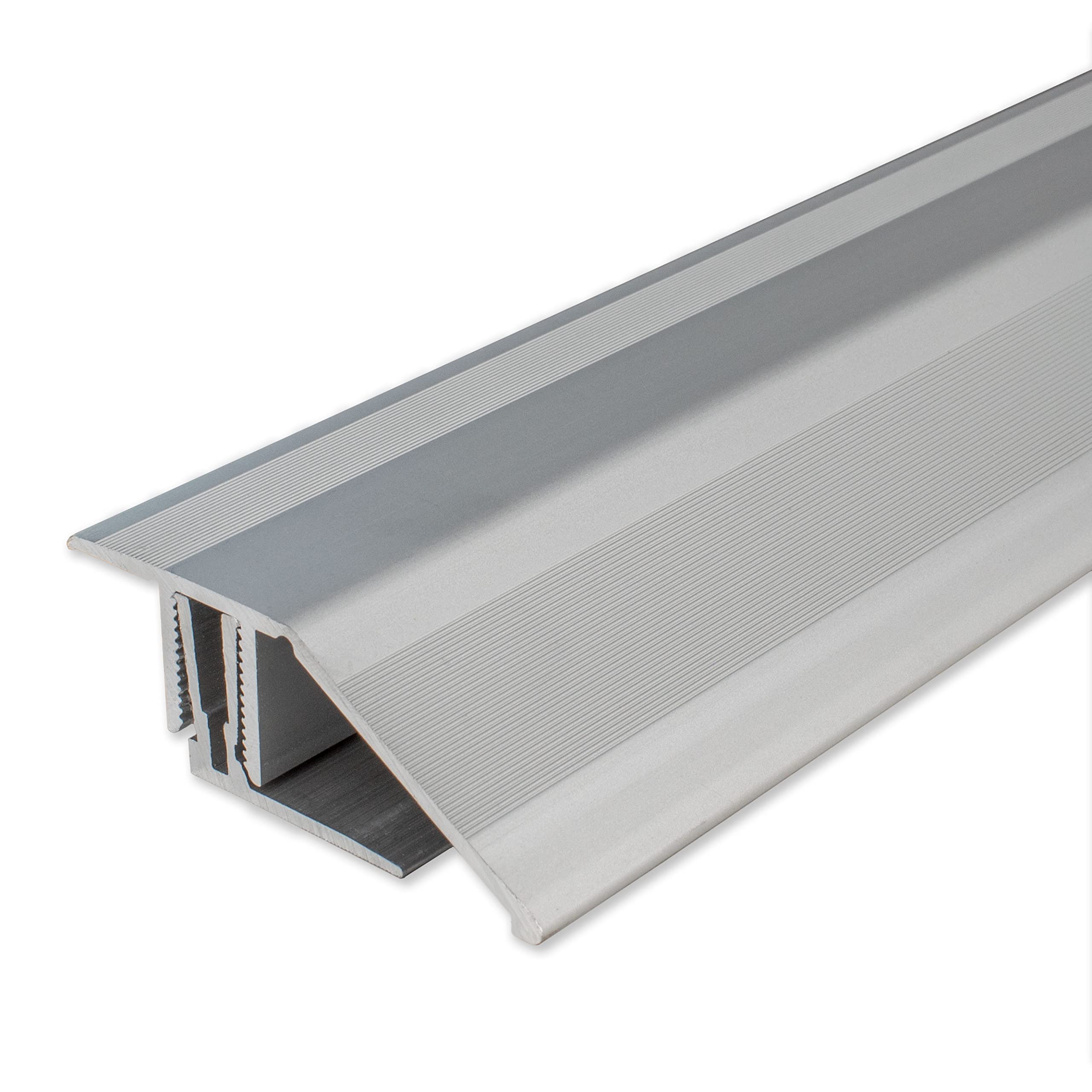 PROVISTON | Profilé de rattrapage| Alu | 50,5 x 15-24 x 1000 mm | Argent | Hauteur de rattrapage 15-24 mm | À visser | À clipser | Barre de seuil de rattrapage | 1 pièce