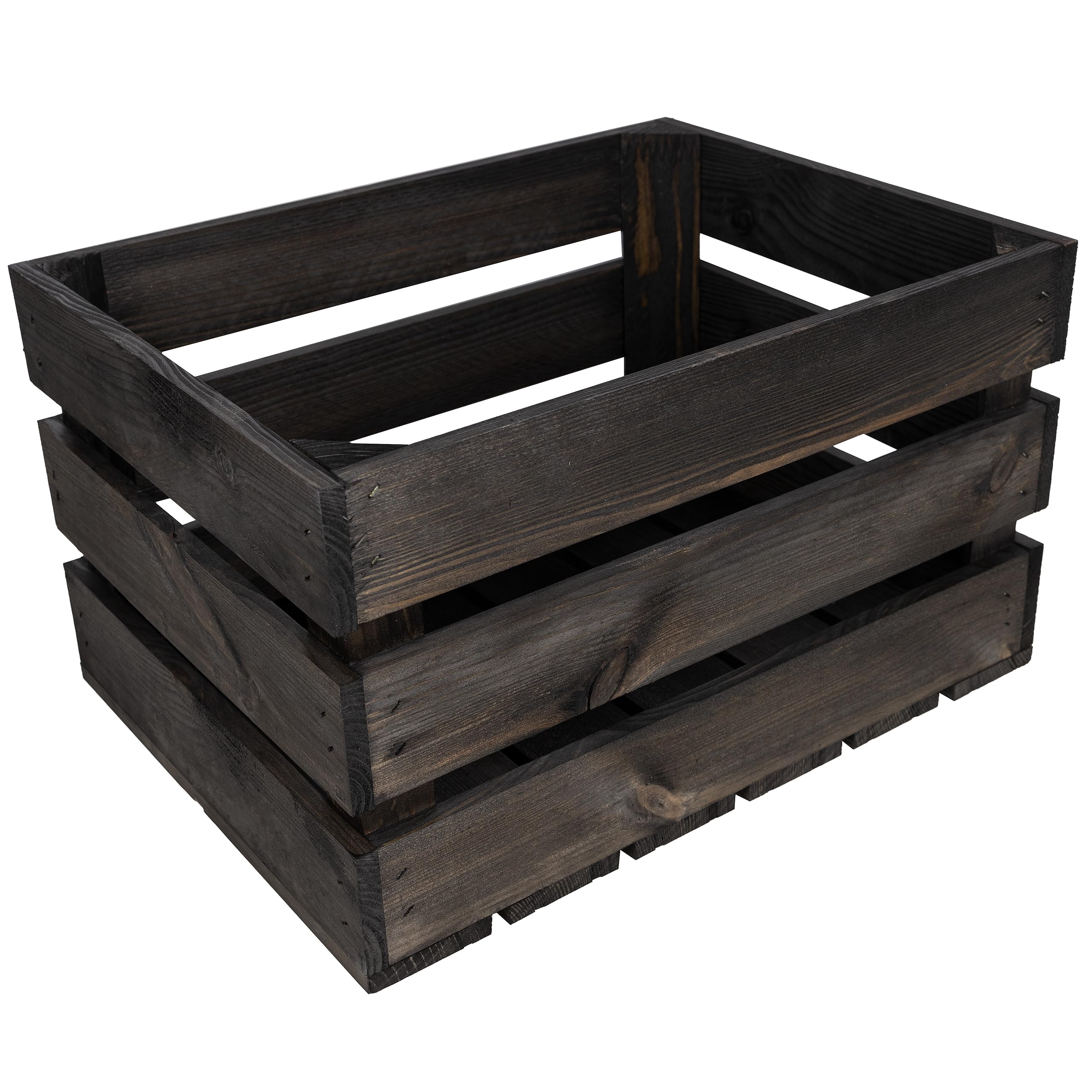 Creative Deco Black Large Wooden Storage Box | 40X30x23cm | Keepsake Chest Wooden Crate Gift Box | Vintage Farmhouse Display Basket