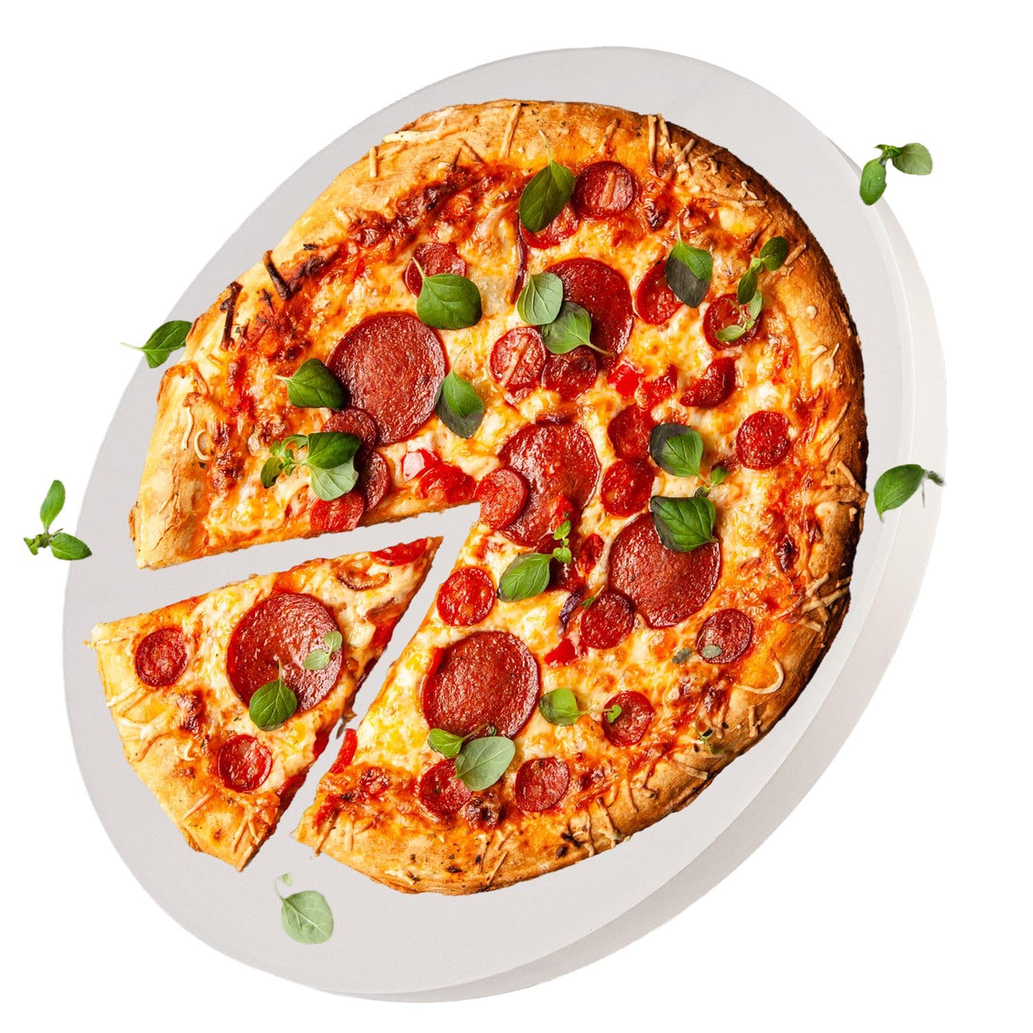Intirilife Cordierit piedra para pizza XXL redonda - Ø38 cm- para grill y horno- piedra para pizza grande para horno pan tarte flambée - placa de cocina gas grill piedra, piedra para hornear- beige
