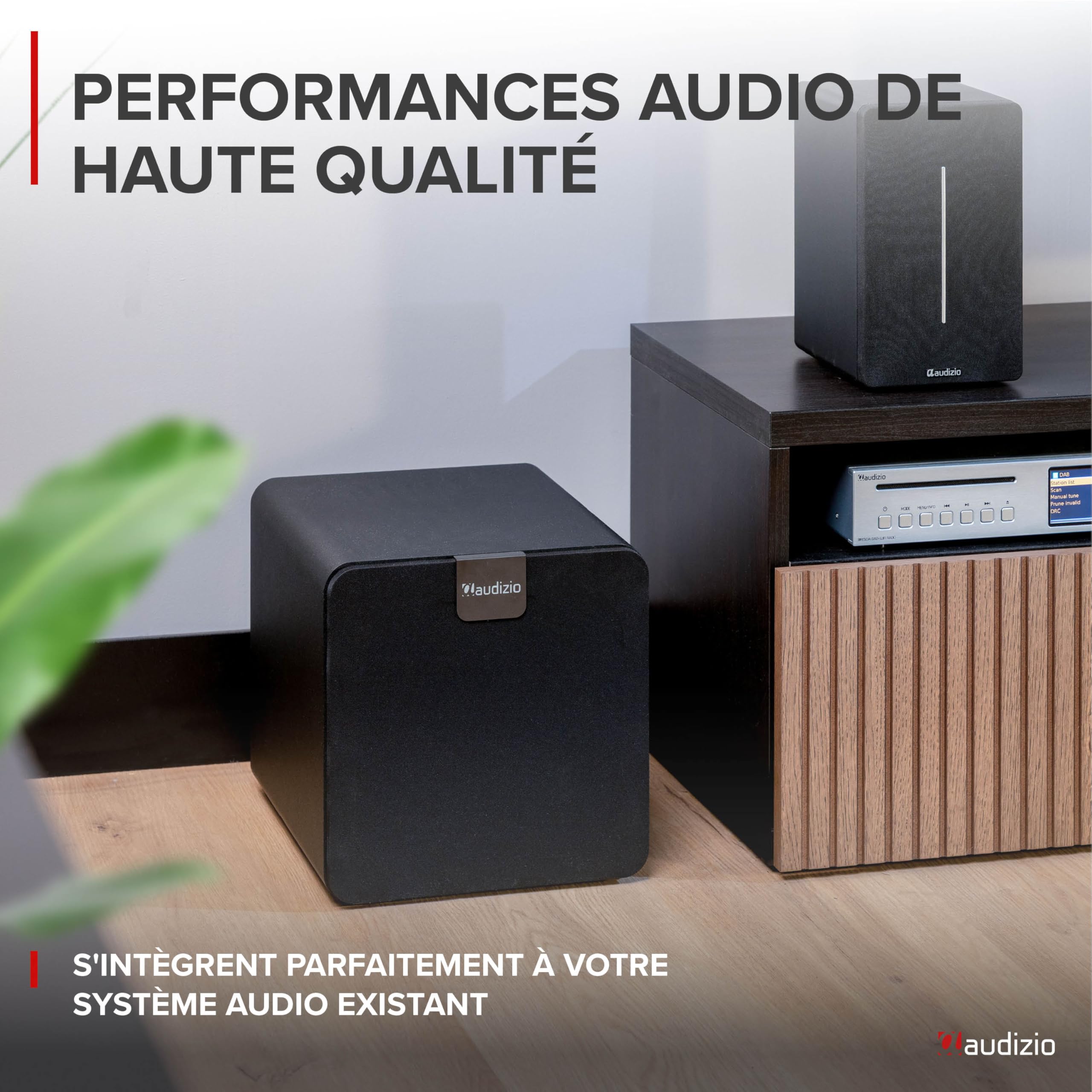 Audizio SW80D Caisson de Basses Actif Hi-Fi 160W Subwoofer 8" avec Réglage Crossover et Volume Indépendant
