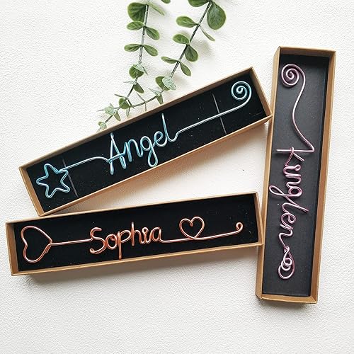 Miniatura 3 de Generic Marcapáginas de alambre de aluminio personalizado, un marcador de nombre elegante, una forma única para los amantes de los libros (opcional)