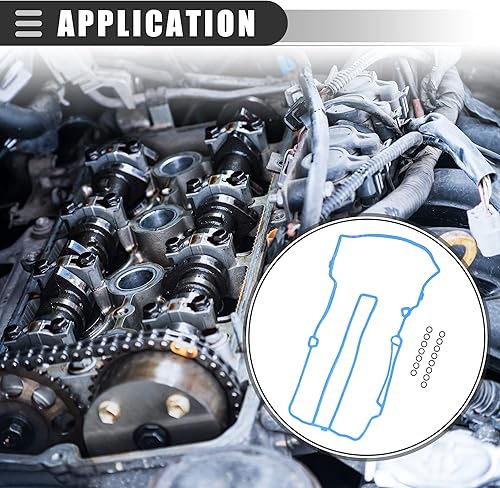 Miniatura 2 de Motoforti Junta de tapa de válvula, para Chevrolet Cruze Sonic Trax 1.4L L4 2013-2020, Caucho, VS50807R, 55573747, Negro, Azul, 1 juego