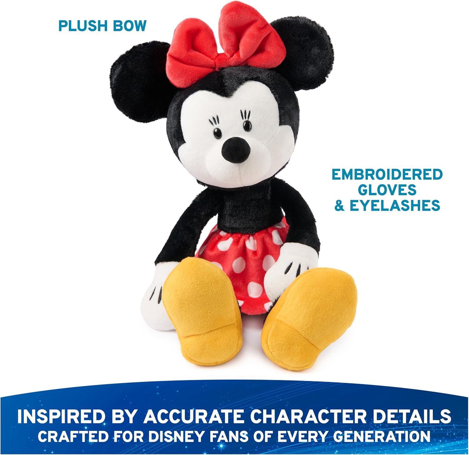 GUND Disney Official Minnie Mouse Toothpick Plush, Mickey and Friends, Disney Stuffed Animal for Ages 1 and Up, Black/White, 15”