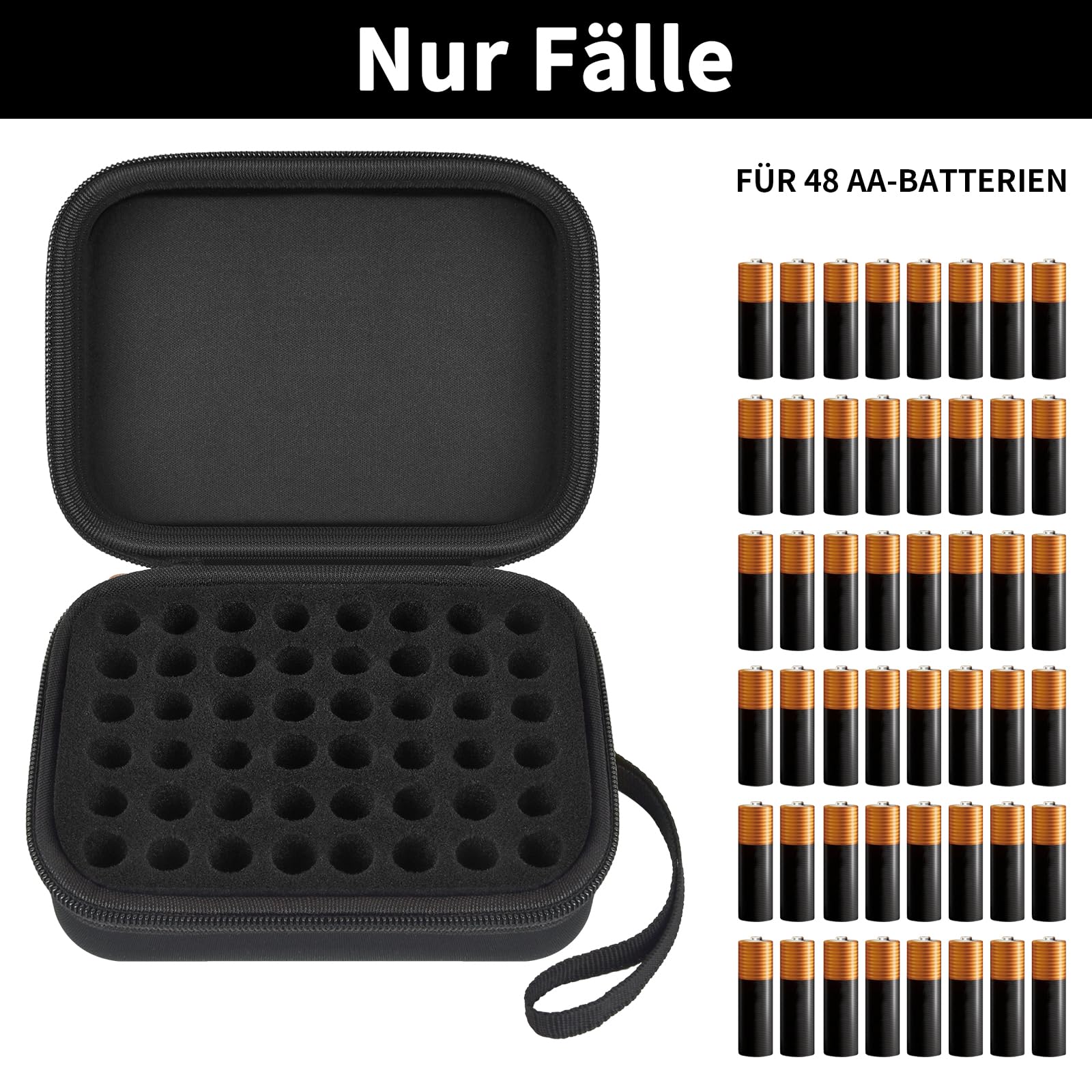 Boobowl Harte Batterie Aufbewahrungsbox ragekoffer - Für 48 AA-Batterien [Ohne Tester und Zubehör]