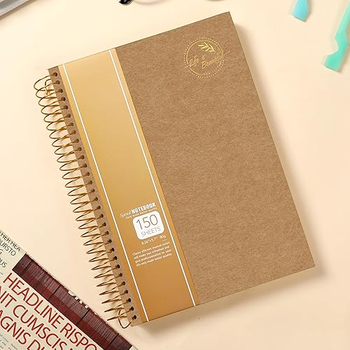 Miniatura 3 de Cuaderno de espiral de tapa dura, 150 hojas, 1 materia, cuaderno de rayas universitarias para oficina, reuniones, cuaderno de composición esencial