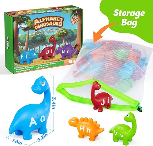 Miniatura 3 de Aizweb Juguetes de aprendizaje del alfabeto, juego de letras a juego de clasificación de colores de dinosaurios para niños pequeños, actividades de