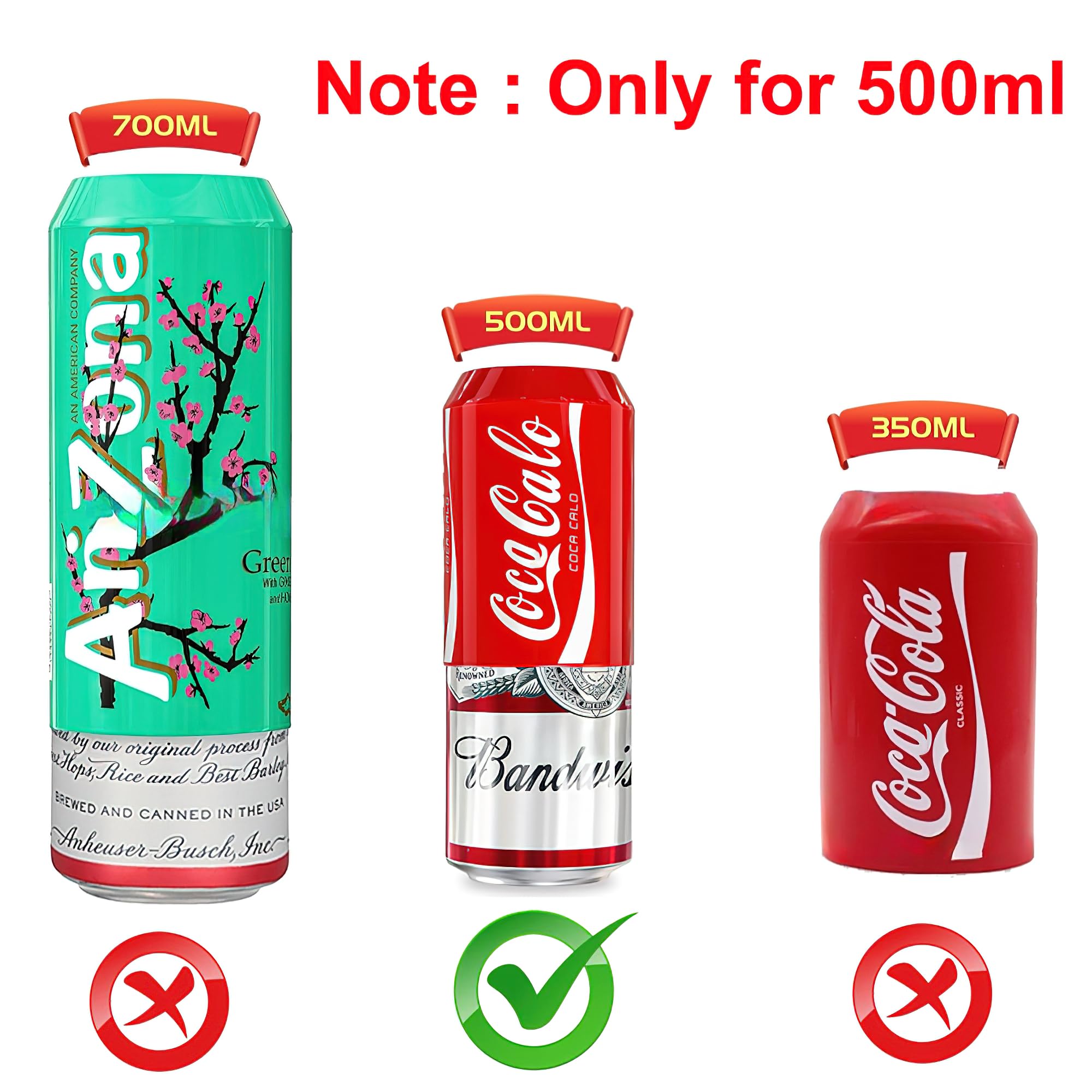 AVEDIA Beer Can Cover 500Ml - Bear Can Cover Silicone Sleeve For Hiding Drinks - Secret Tin Cover For Soda, Coke, And Cold Beverages - 2 Pcs, Fake Soda Can Cover, Red 1