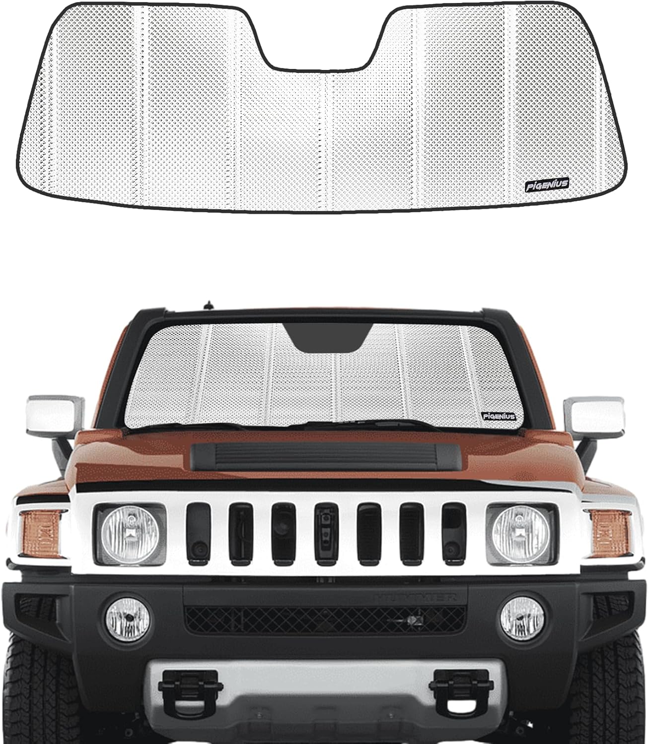 Windshield Sun Shade for 2006-2009 Hummer H3. Front Window Sunshade with Storage Bag 2006-2009 H3 Classic Shiny Silver