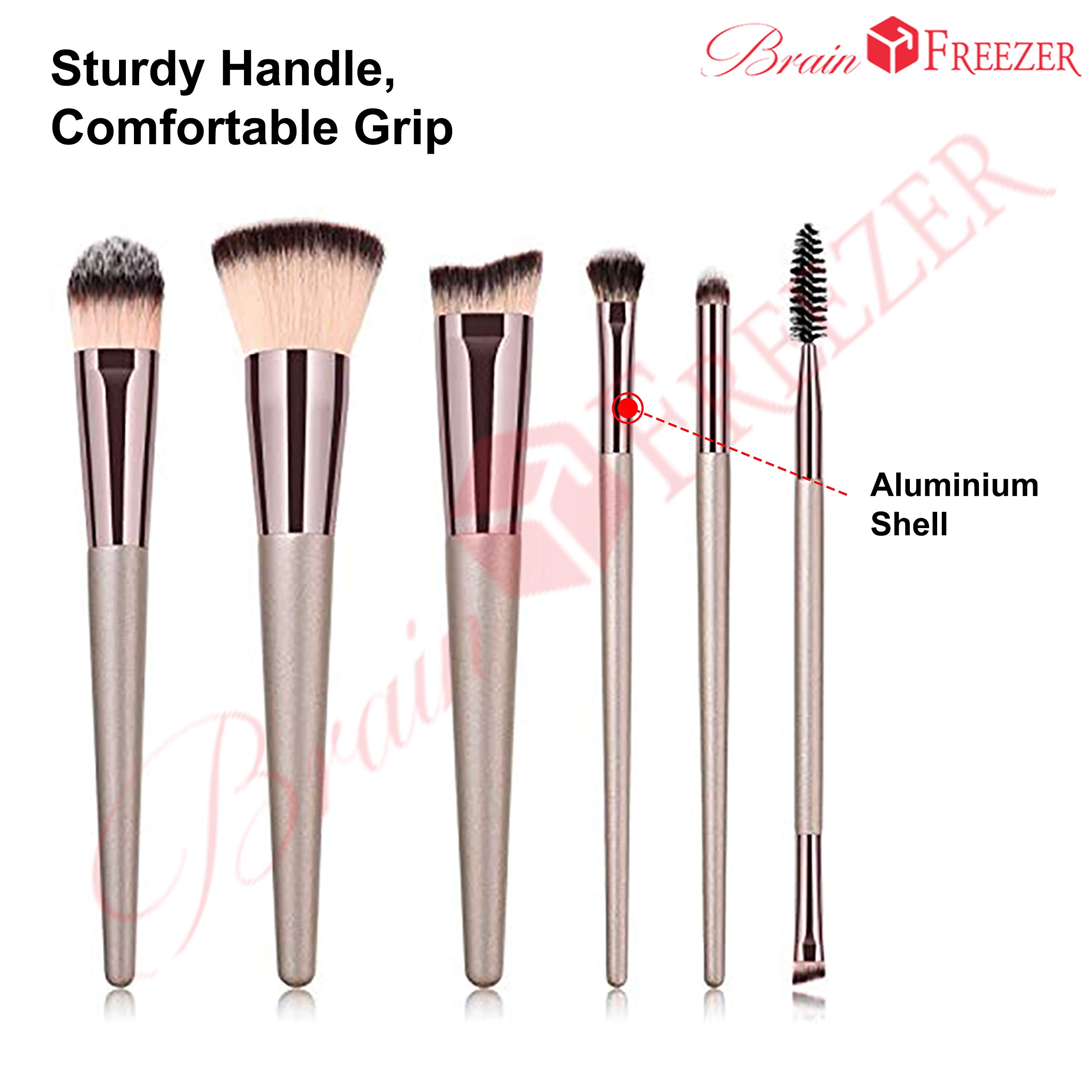 Brain Freezer Artificial Persian Hair Face Powder/Blush Brush (Rose Golden, 6pcs) - Image 4 thumbnail